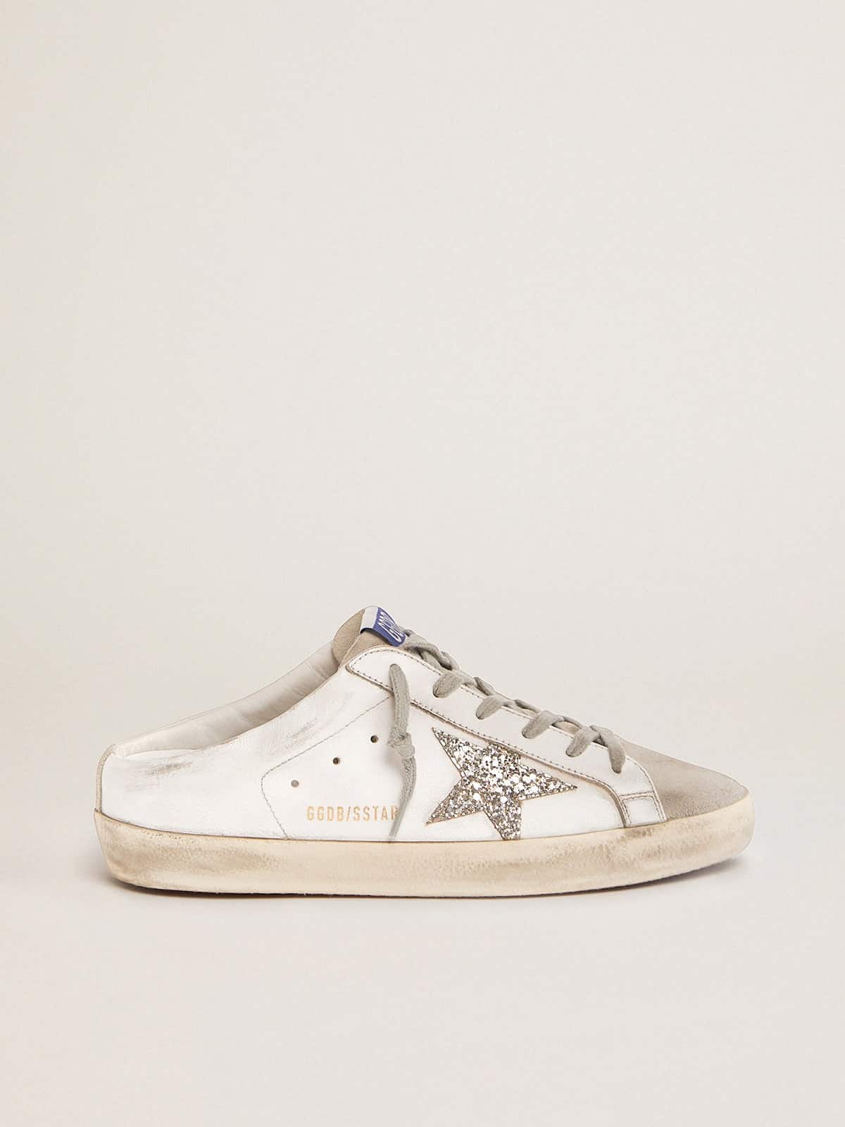 Golden Goose Super-Star Sabot With A Platinum Glitter Star And Suede Tongue - Sneaker Türkiye