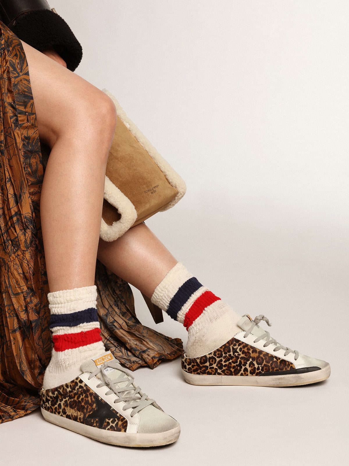 Golden Goose Women’s Super-Star Sabot In Leopard Print Pony Skin With Black Star - Sneaker Türkiye