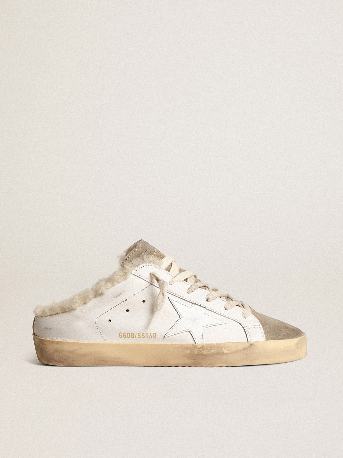 Golden Goose Super-Star Sabots With White Leather Star And Shearling Lining - Sneaker Türkiye
