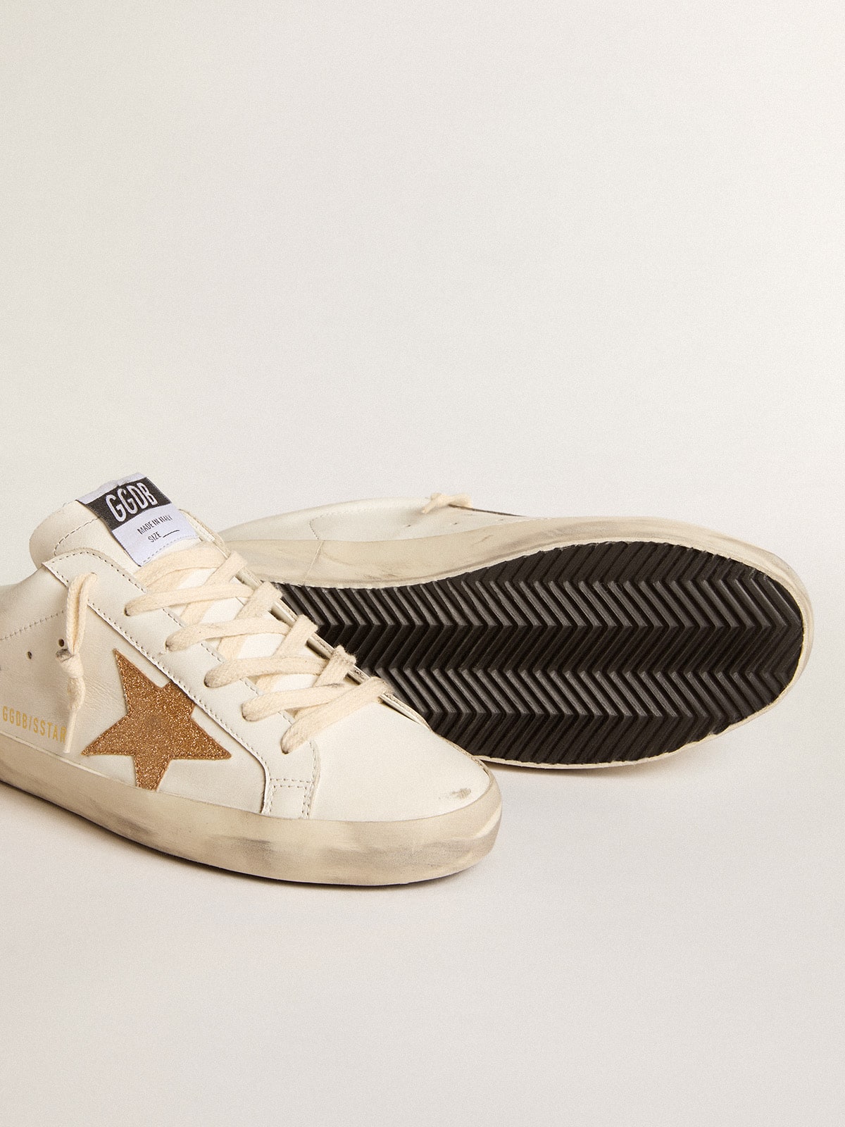 Golden Goose Super-Star Sabots In Leather With Plasticized Gold Glitter Star - Sneaker Türkiye