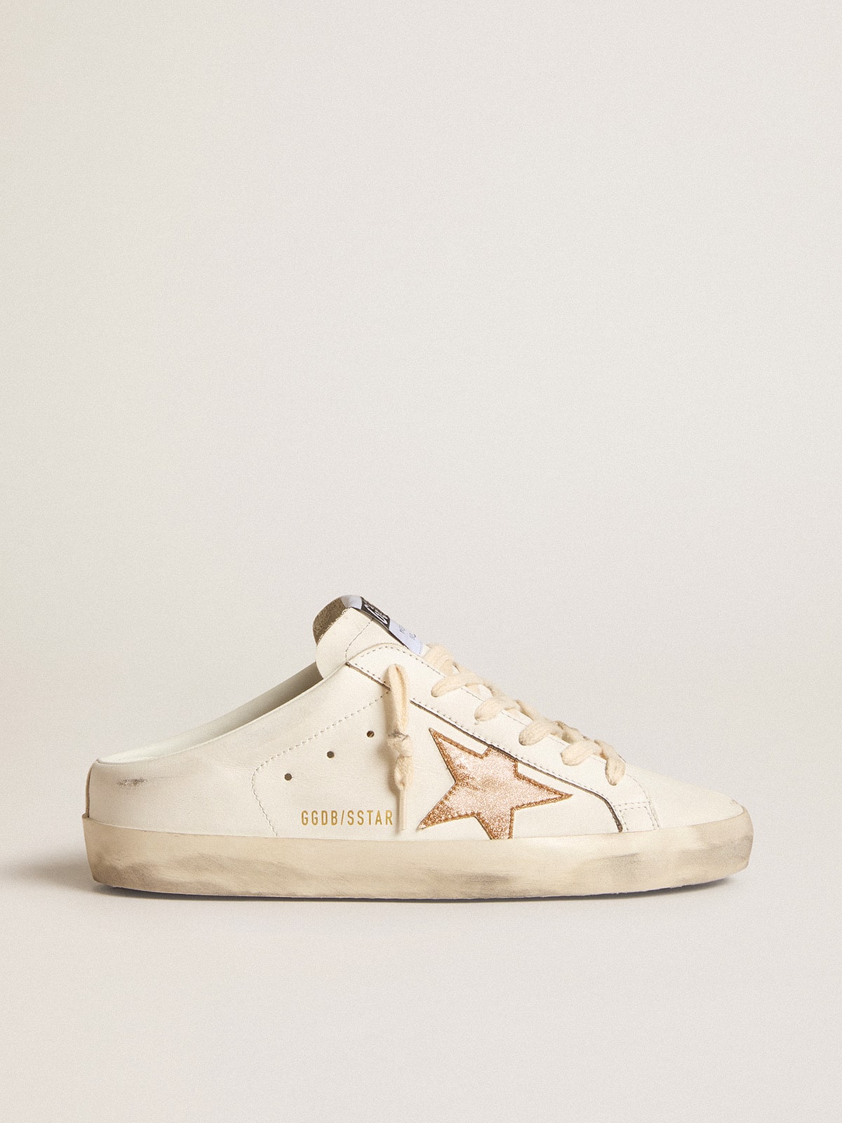 Golden Goose Super-Star Sabots In Leather With Plasticized Gold Glitter Star - Sneaker Türkiye