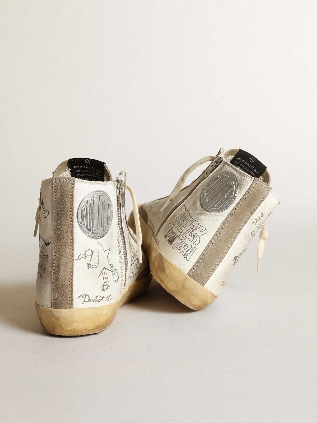 Golden Goose Women’s Francy With Dove Gray Suede Inserts And All-Over Lettering - Sneaker Türkiye