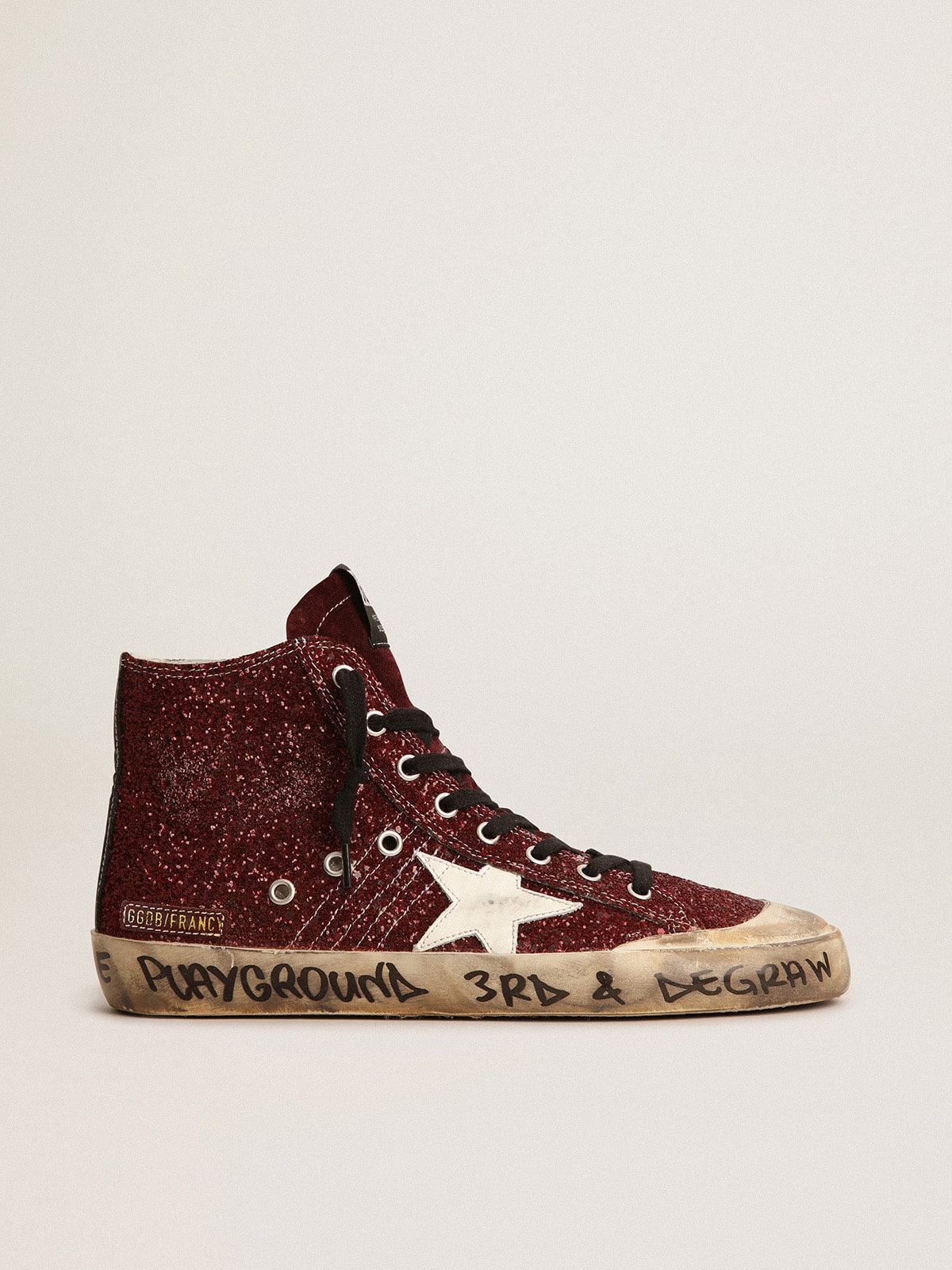 Golden Goose Francy Penstar In Burgundy Glitter With White Leather Star - Sneaker Türkiye