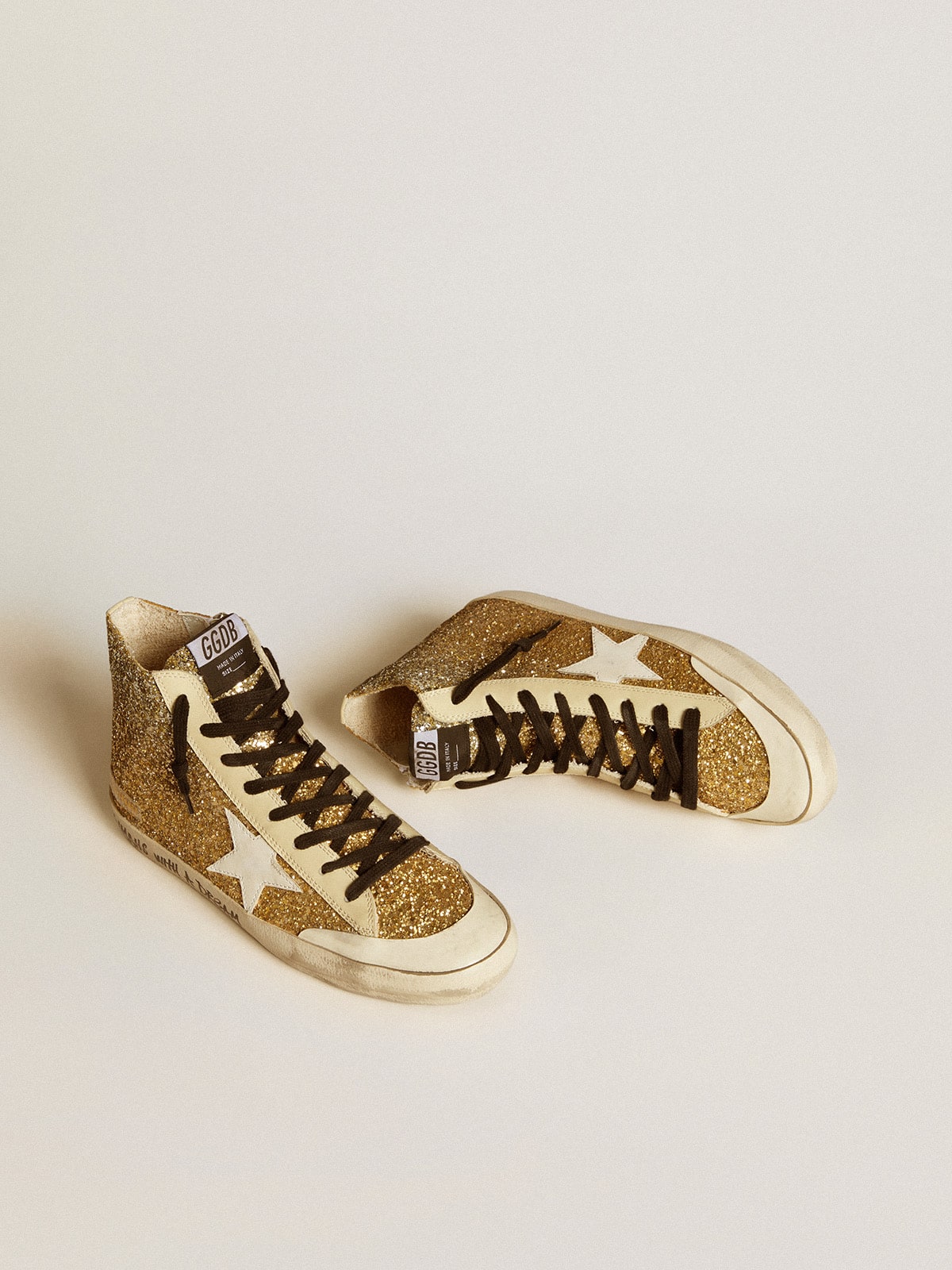Golden Goose Francy Penstar In Gold Glitter With White Leather Star - Sneaker Türkiye