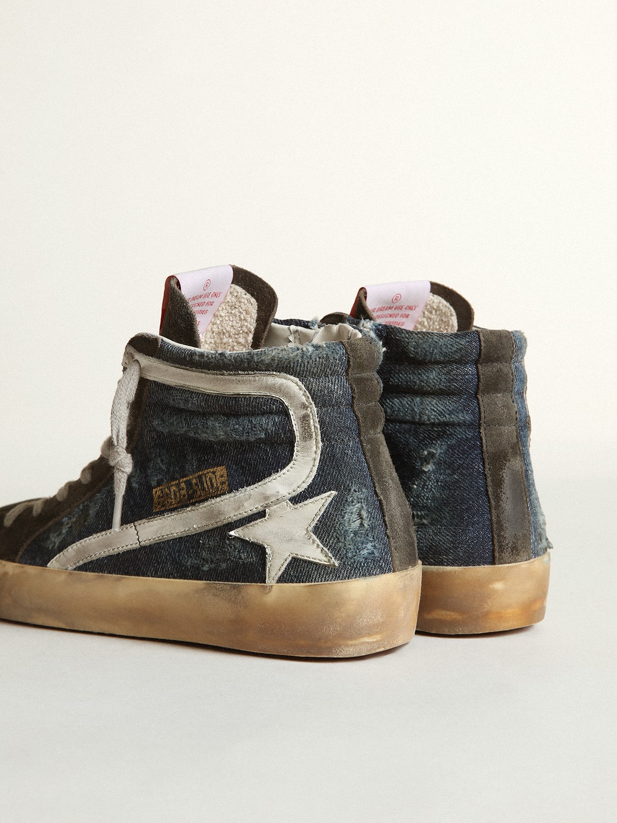 Golden Goose Slide In Midnight-Blue Denim With White Leather Star - Sneaker Türkiye