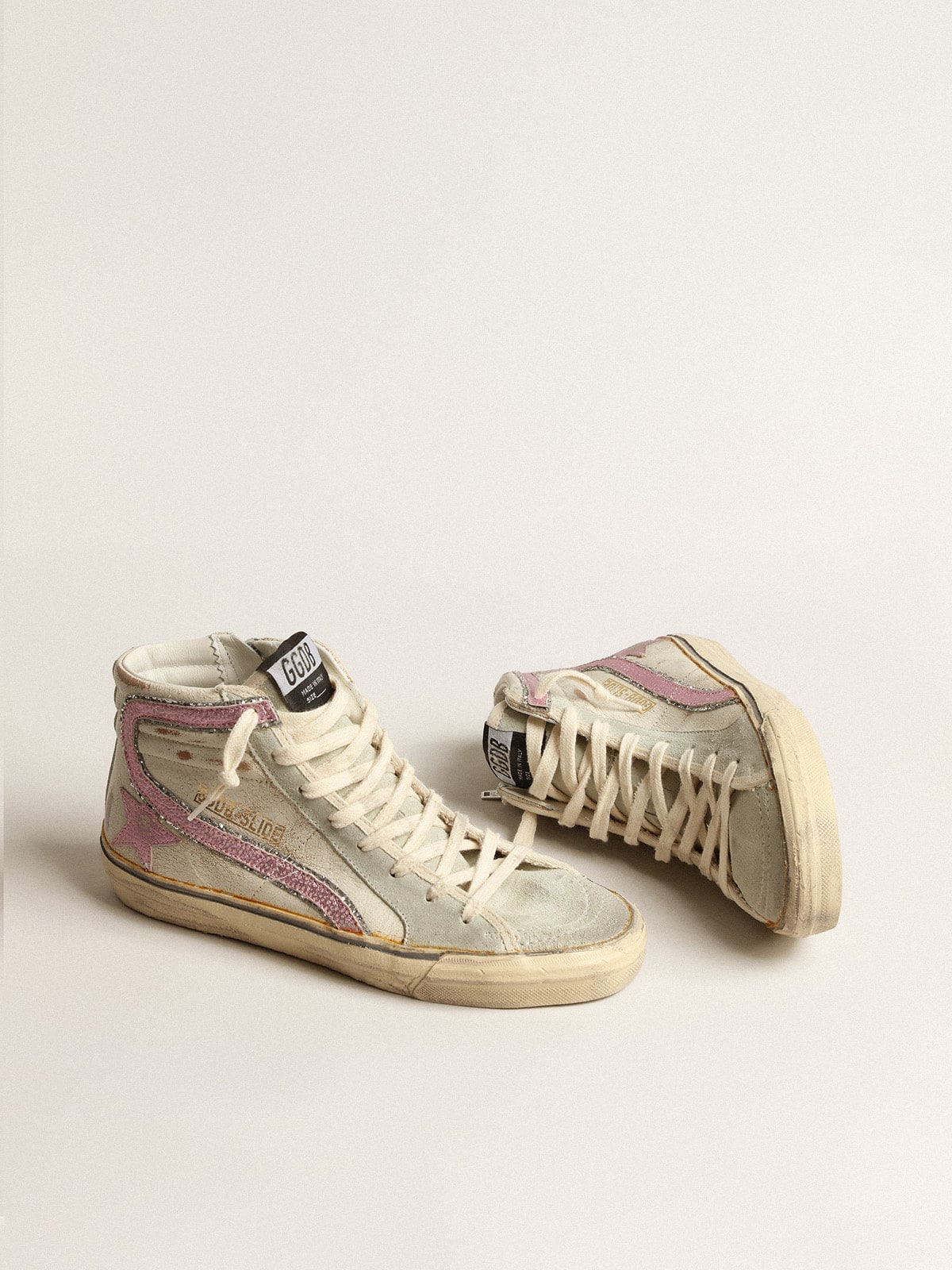 Golden Goose Slide In Beige With Pink Metallic Leather Star And Flash - Sneaker Türkiye