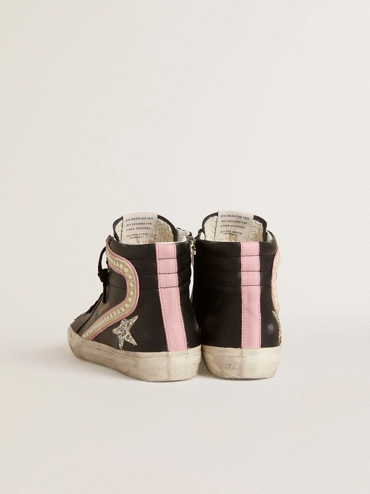 Golden Goose Slide Ltd With Platinum Glitter Star And Suede Flash With Pearls - Sneaker Türkiye