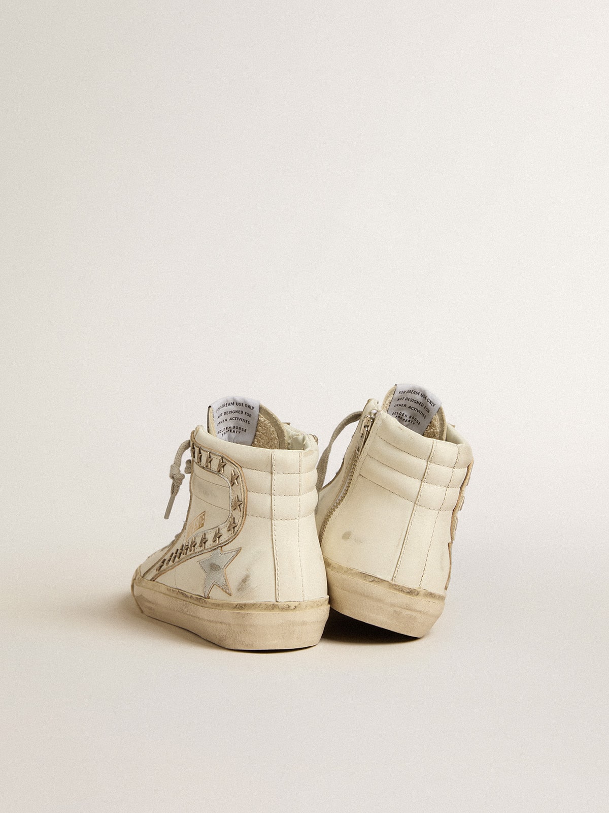 Golden Goose Slide With Silver Metallic Leather Star And Leather Flash With Stars - Sneaker Türkiye