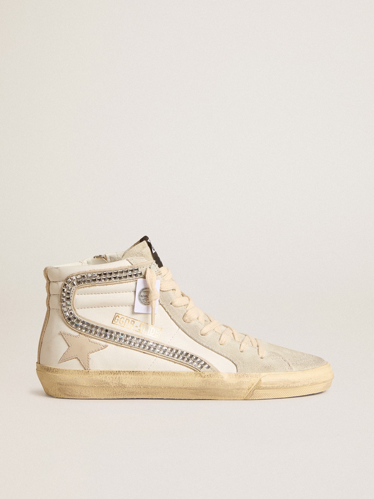 Golden Goose Slide With Nude Leather Star And Suede And Swarovski Crystal Flash - Sneaker Türkiye