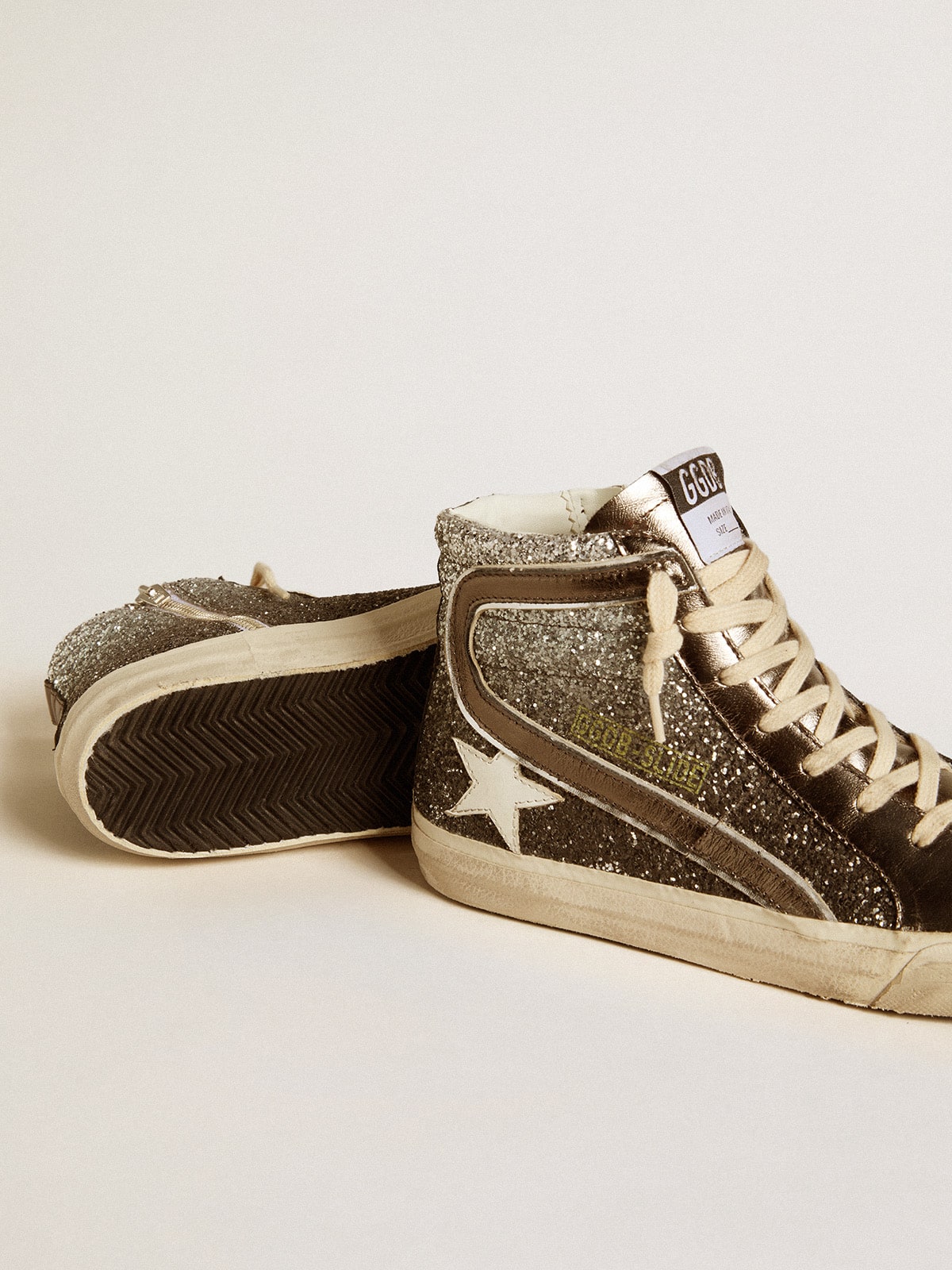 Golden Goose Women’s Slide In Black And Silver Glitter With Leather Star And Metallic Flash - Sneaker Türkiye