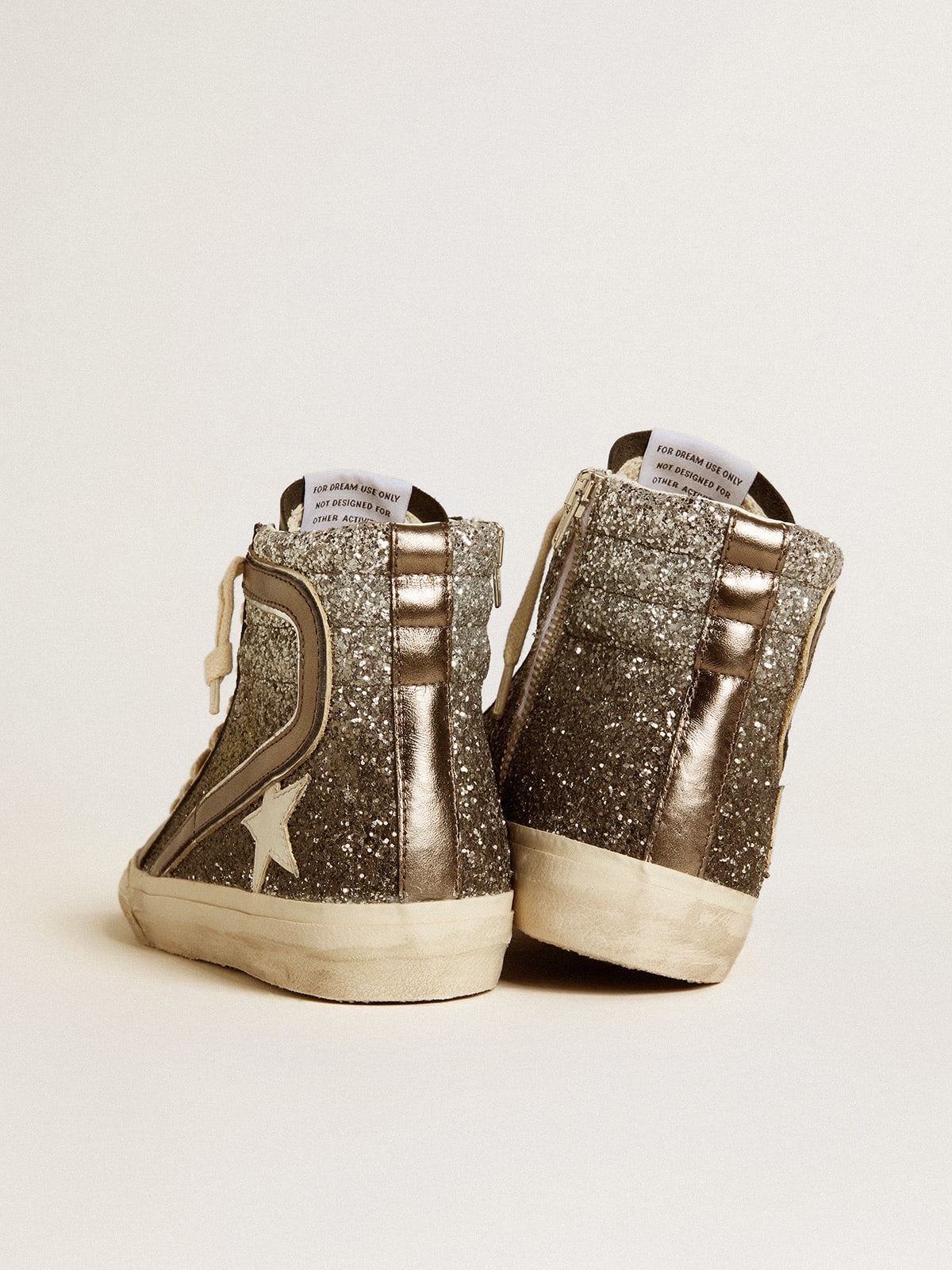 Golden Goose Women’s Slide In Black And Silver Glitter With Leather Star And Metallic Flash - Sneaker Türkiye