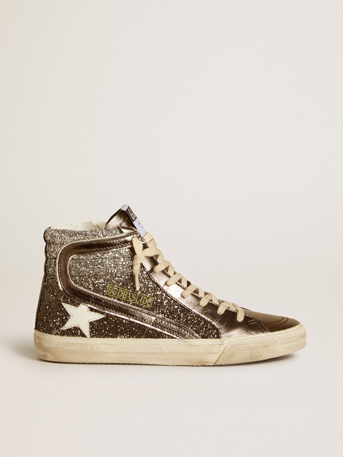 Golden Goose Women’s Slide In Black And Silver Glitter With Leather Star And Metallic Flash - Sneaker Türkiye