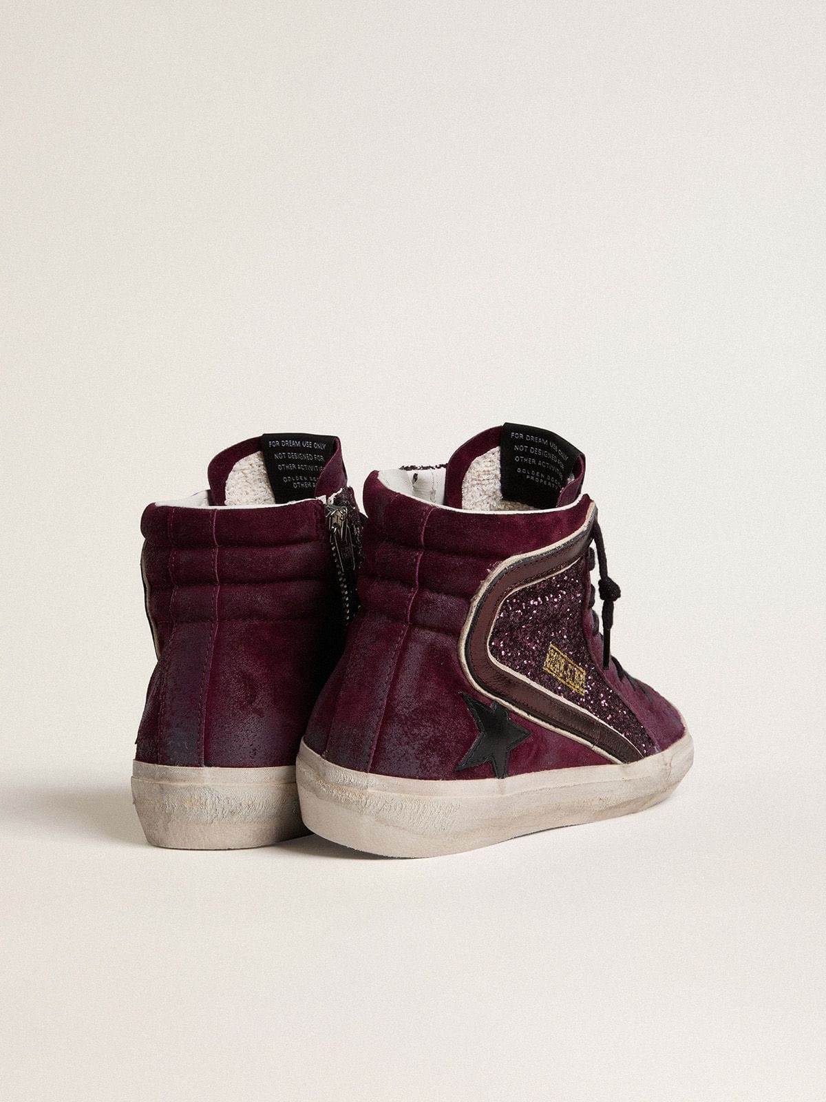 Golden Goose Women’s Slide In Black Cherry Glitter And Suede With Leather Star And Metallic Leather Flash - Sneaker Türkiye