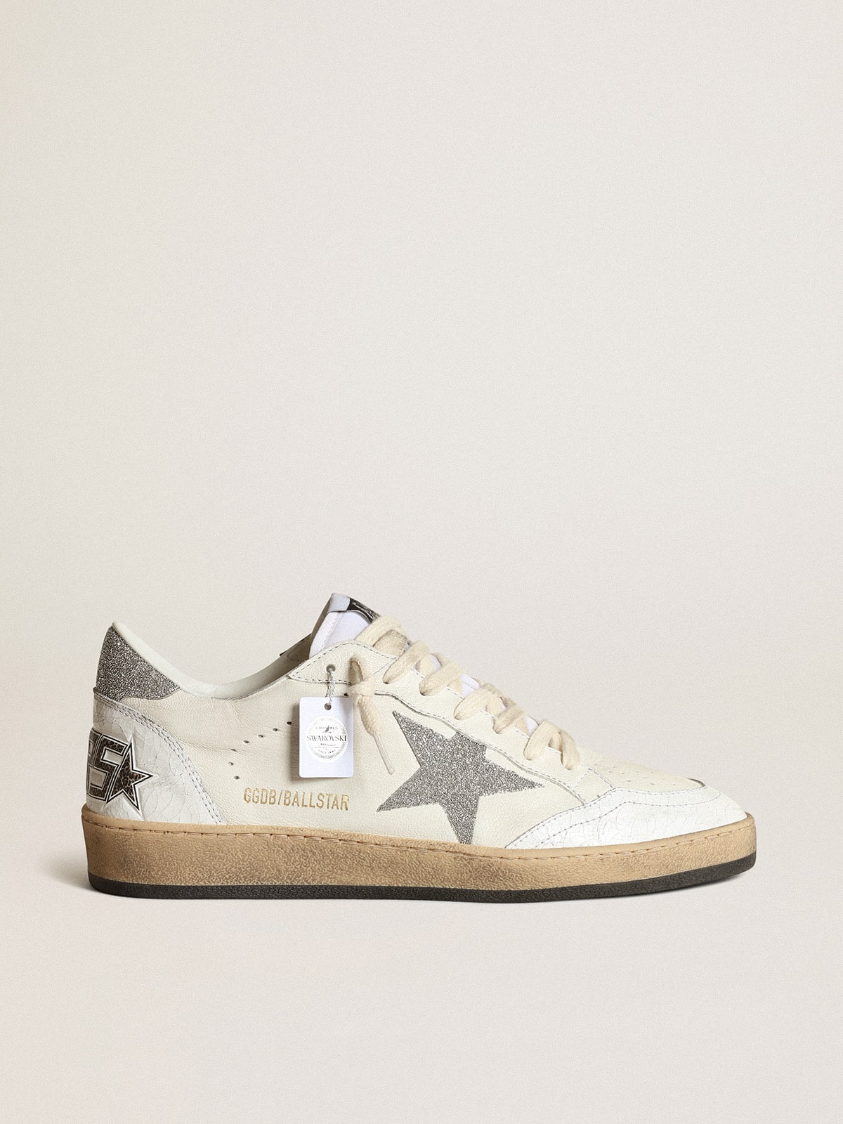 Golden Goose White Ball Star With A Swarovski Crystal Star And Heel Tab - Sneaker Türkiye