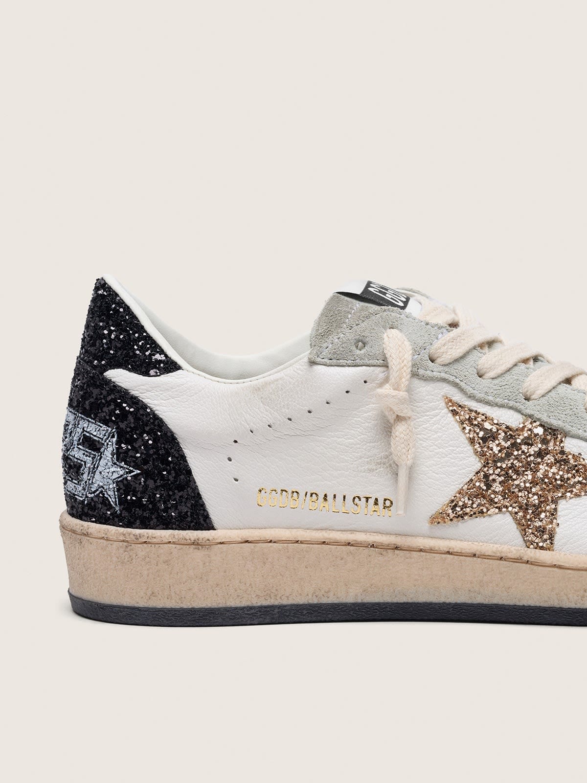 Golden Goose Women’s Ball Star In Nappa And Suede With Glitter Star And Black Heel Tab - Sneaker Türkiye