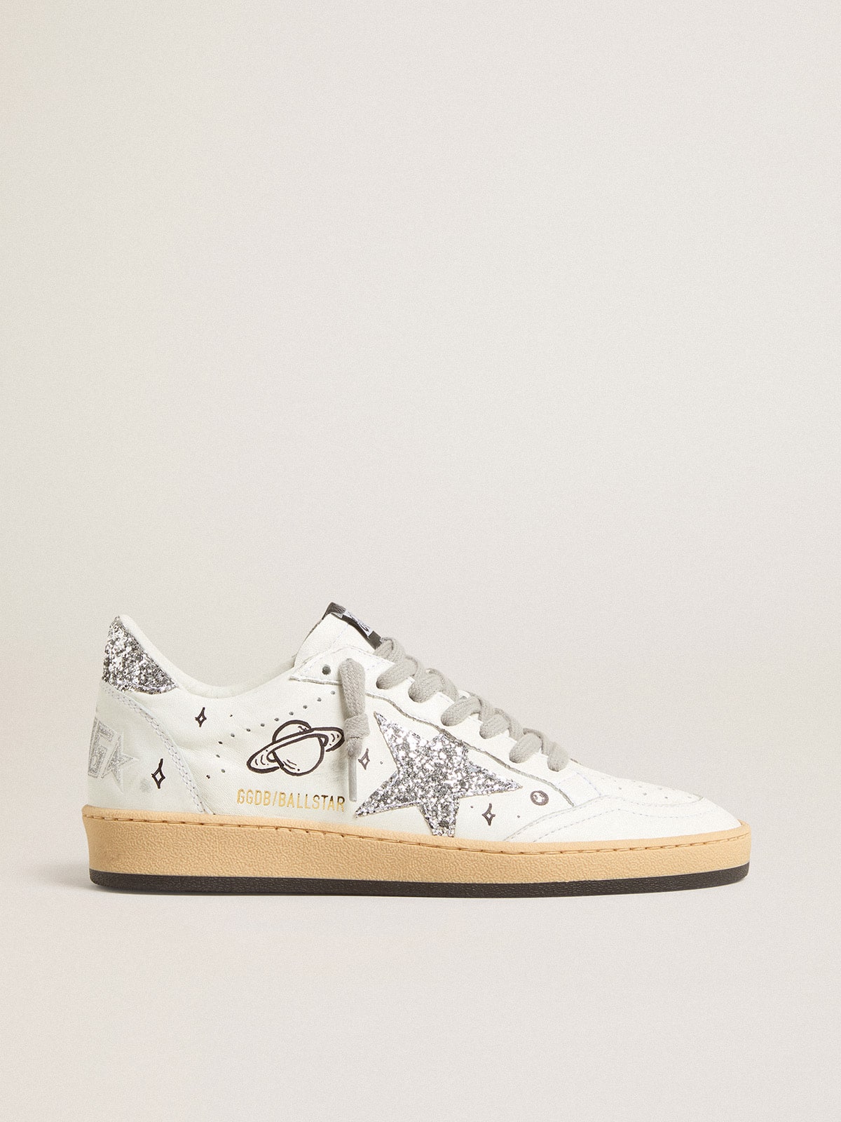 Golden Goose Women’s Ball Star Wishes In Nappa Leather With Glitter Star And Heel Tab - Sneaker Türkiye