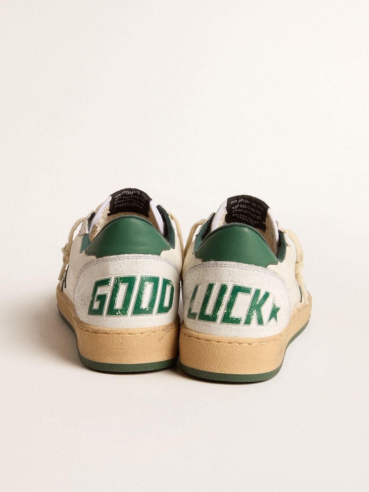 Golden Goose Women’s Ball Star Wishes In White Nappa Leather With Green Leather Star And Heel Tab - Sneaker Türkiye