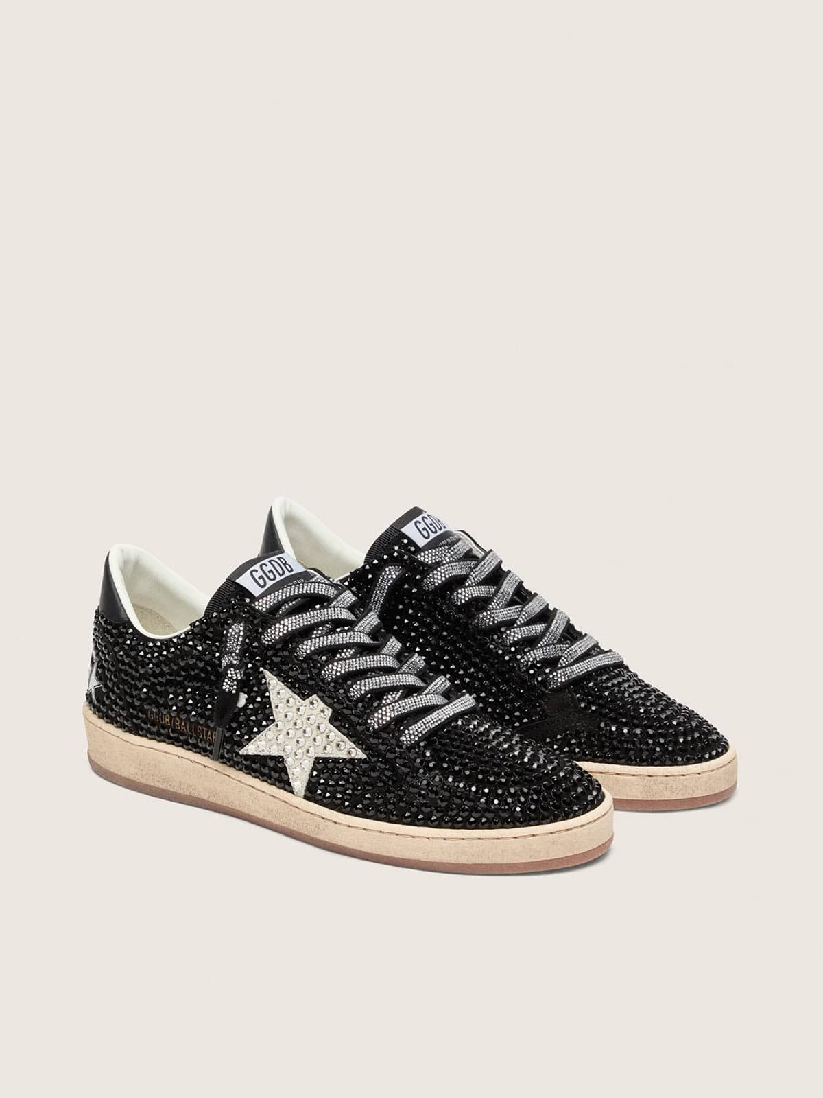 Golden Goose Ball Star In Black Suede With White Star And Swarovski Crystals - Sneaker Türkiye