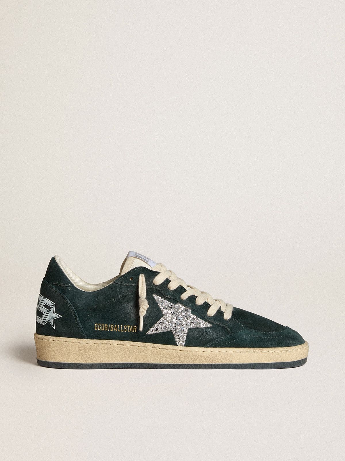 Golden Goose Women’s Ball Star In Green Suede With Silver Glitter Star - Sneaker Türkiye