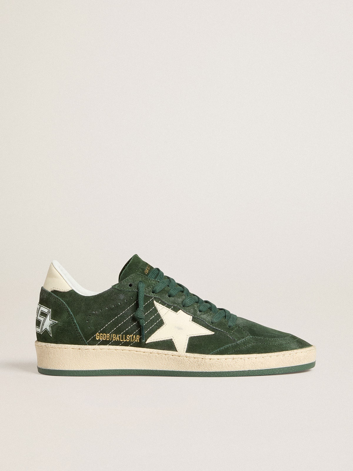 Golden Goose Women’s Ball Star In Green Suede With White Leather Star And Heel Tab - Sneaker Türkiye