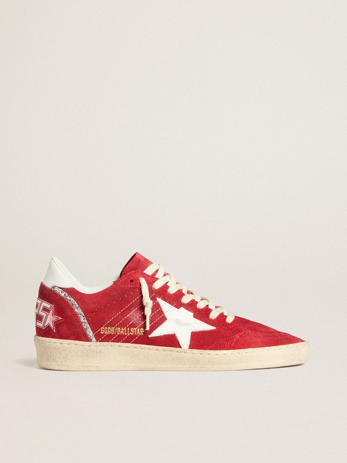 Golden Goose Women’s Ball Star In Red Suede With White Leather Star And Heel Tab - Sneaker Türkiye
