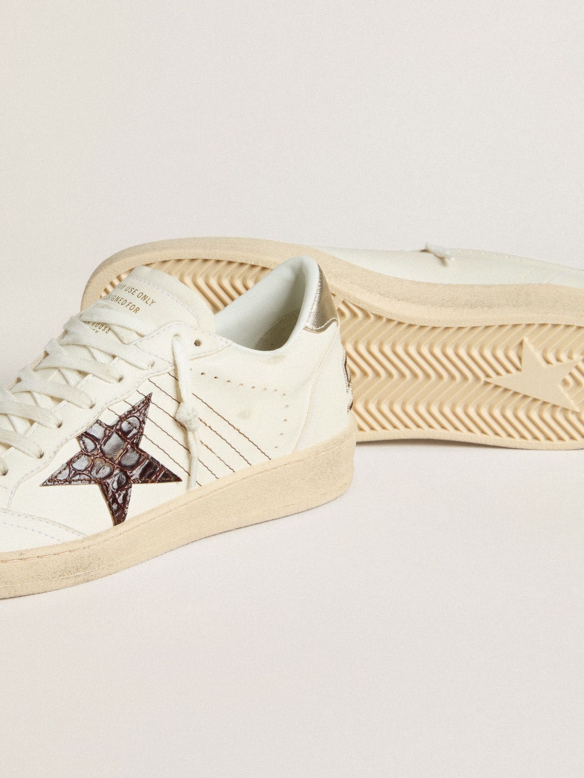 Golden Goose Ball Star With Burgundy Croc-Print Leather Star And Gold Heel Tab - Sneaker Türkiye