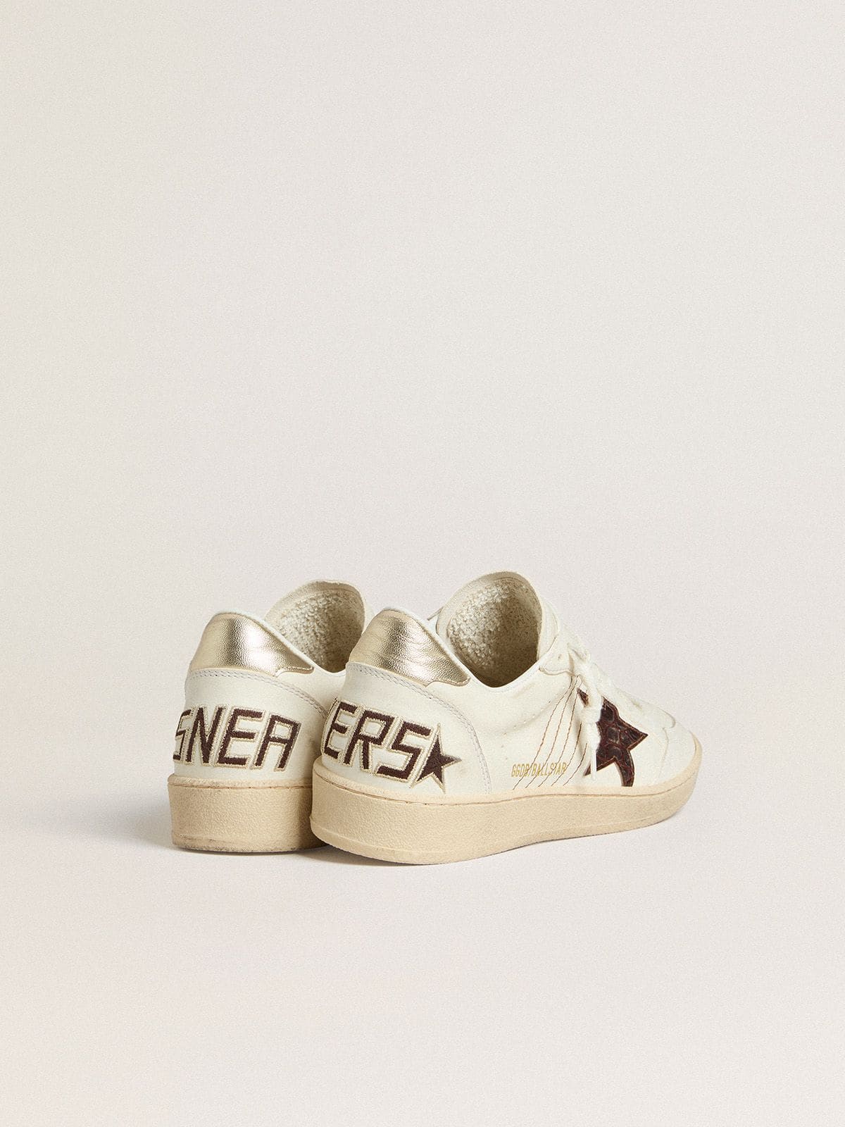 Golden Goose Ball Star With Burgundy Croc-Print Leather Star And Gold Heel Tab - Sneaker Türkiye
