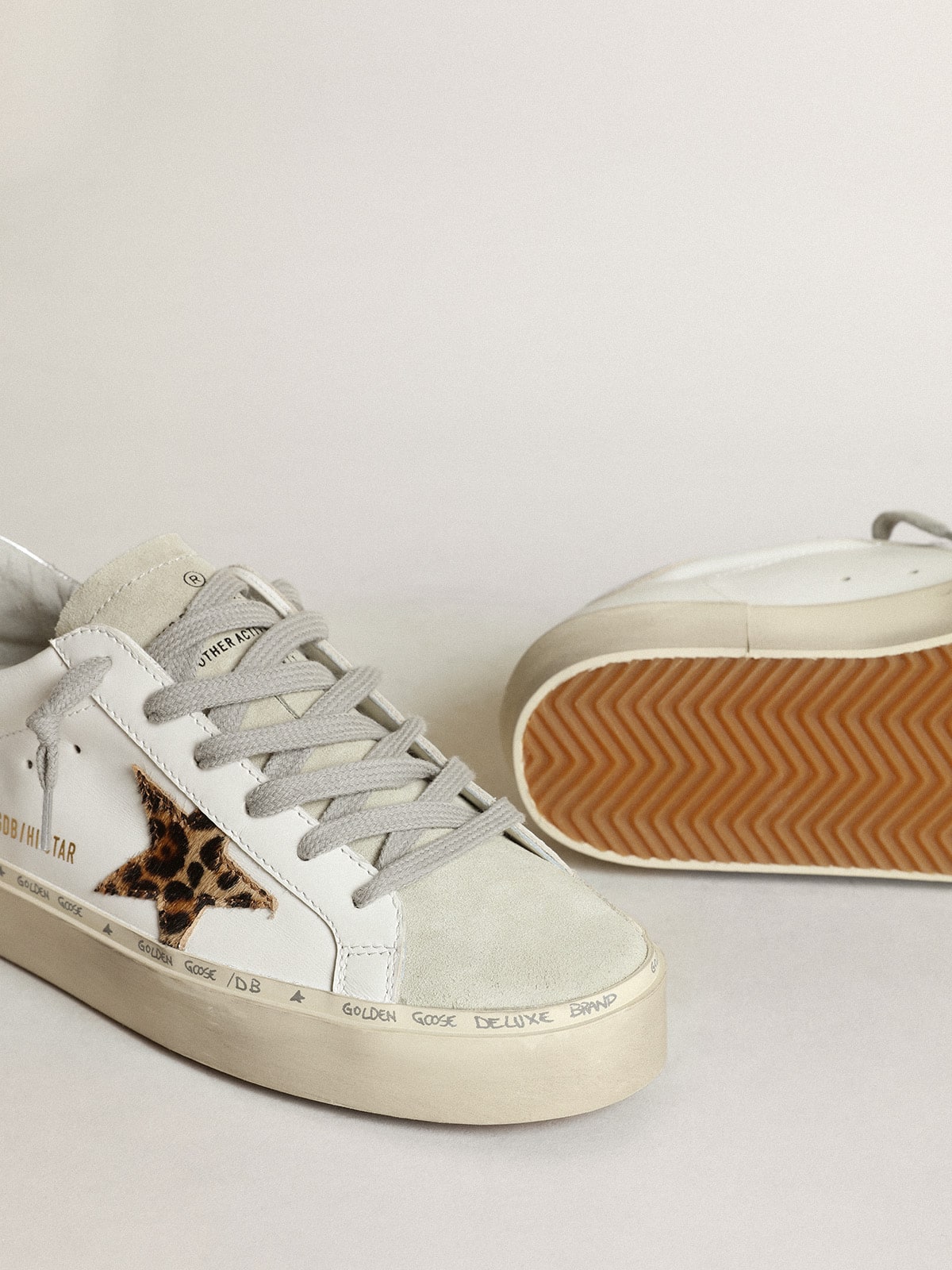 Golden Goose Women’s Hi Star With Star In Leopard Print Pony Skin And Silver Heel - Sneaker Türkiye