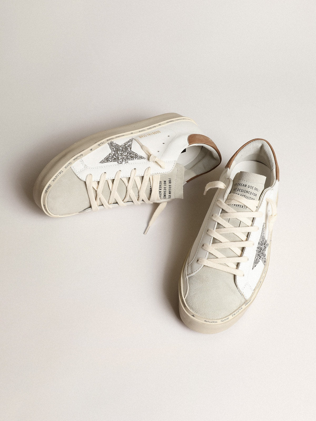 Golden Goose Women’s Hi Star With Silver Glitter Star And Dove-Gray Nubuck Heel Tab - Sneaker Türkiye