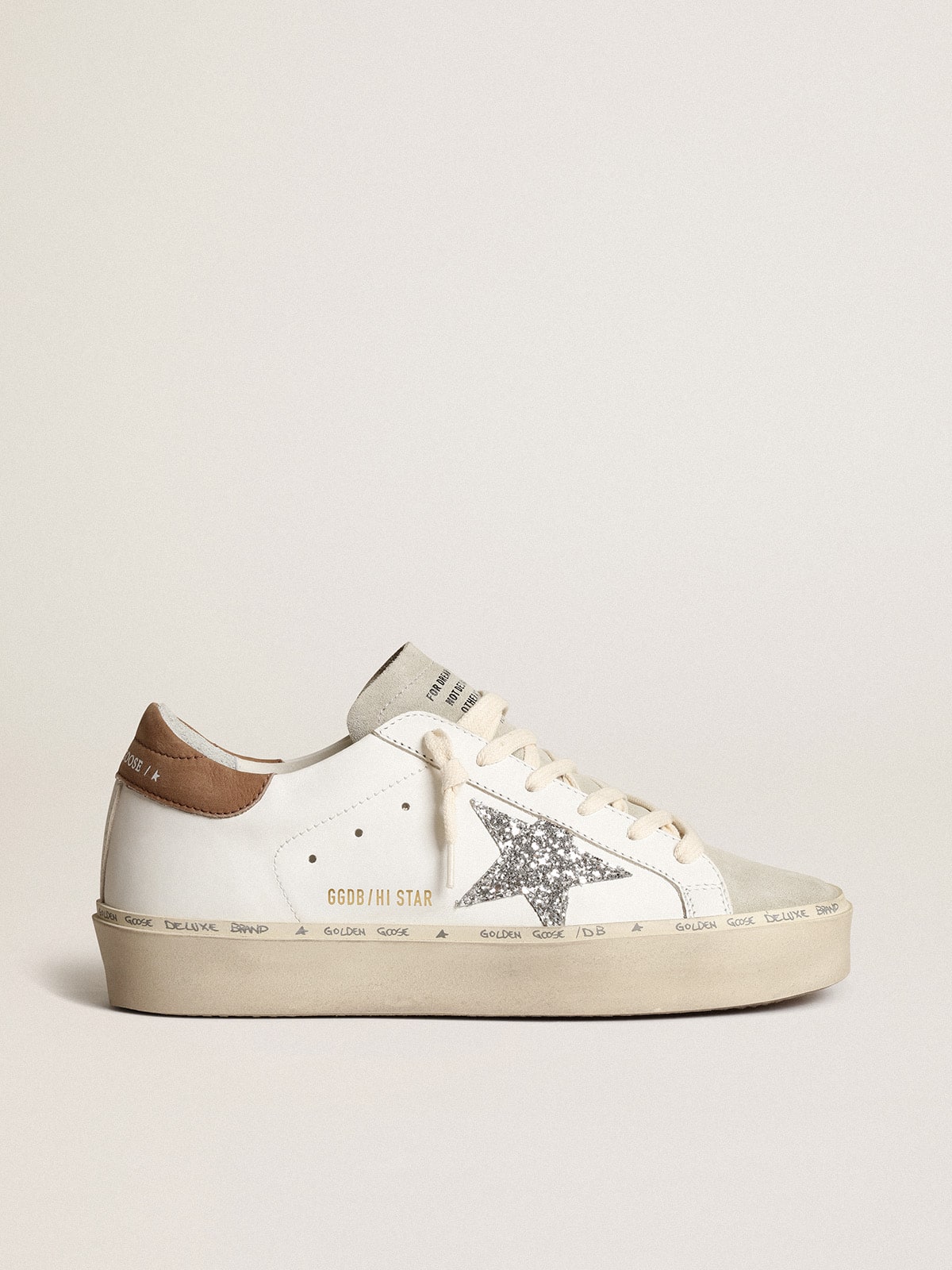 Golden Goose Women’s Hi Star With Silver Glitter Star And Dove-Gray Nubuck Heel Tab - Sneaker Türkiye