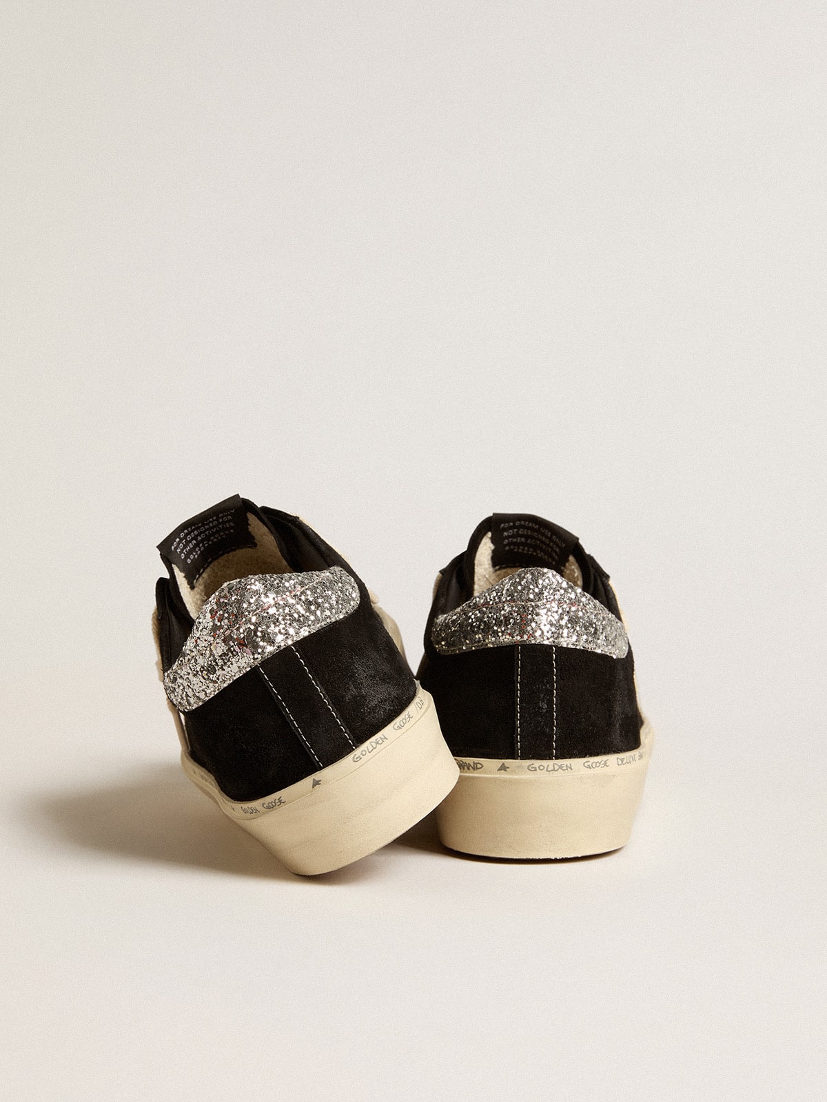 Golden Goose Women’s Hi Star In Black Leather With Silver Glitter Heel Tab - Sneaker Türkiye