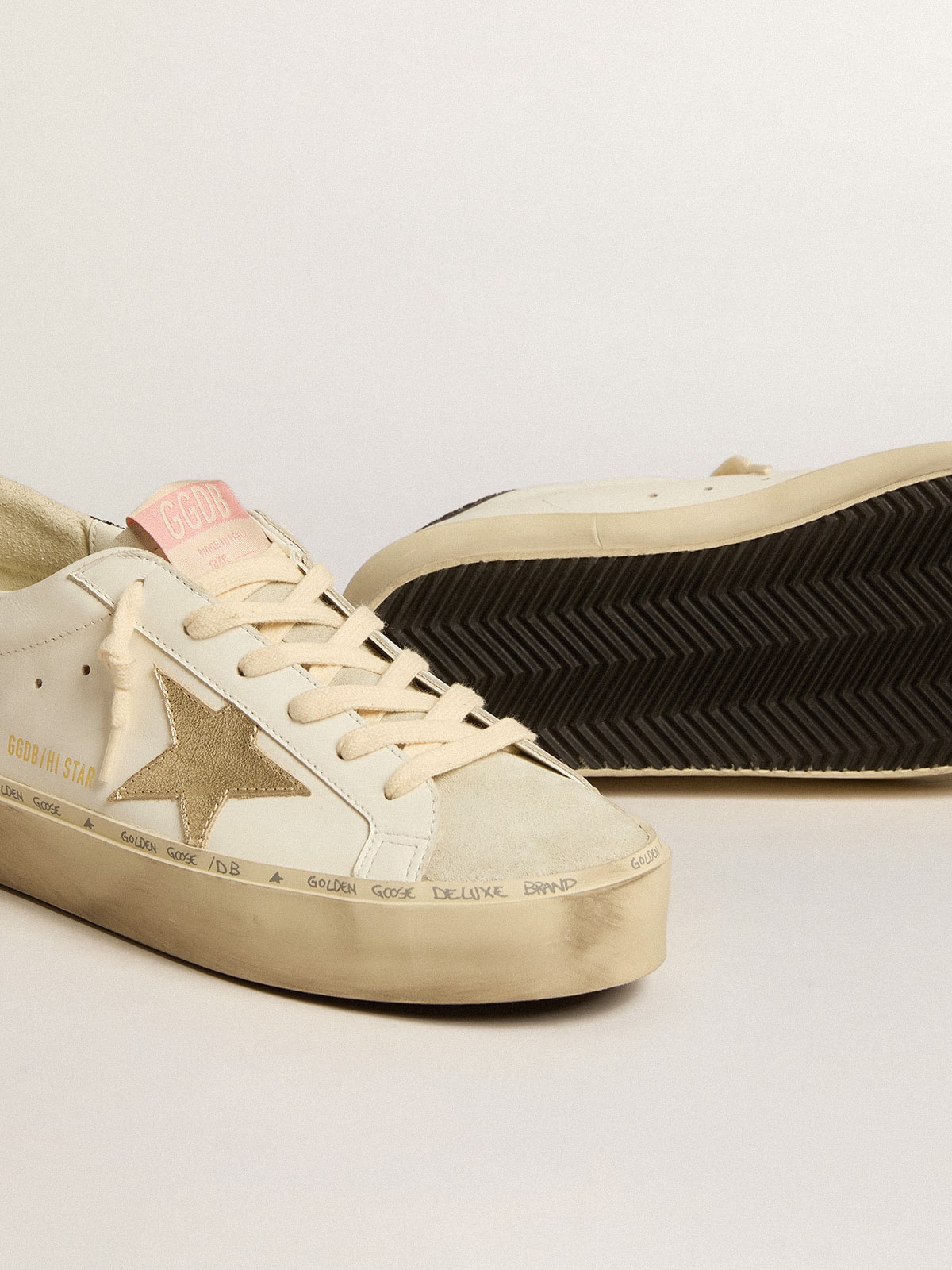 Golden Goose Hi Star With Platinum Metallic Leather Star And Glitter Heel Tab - Sneaker Türkiye