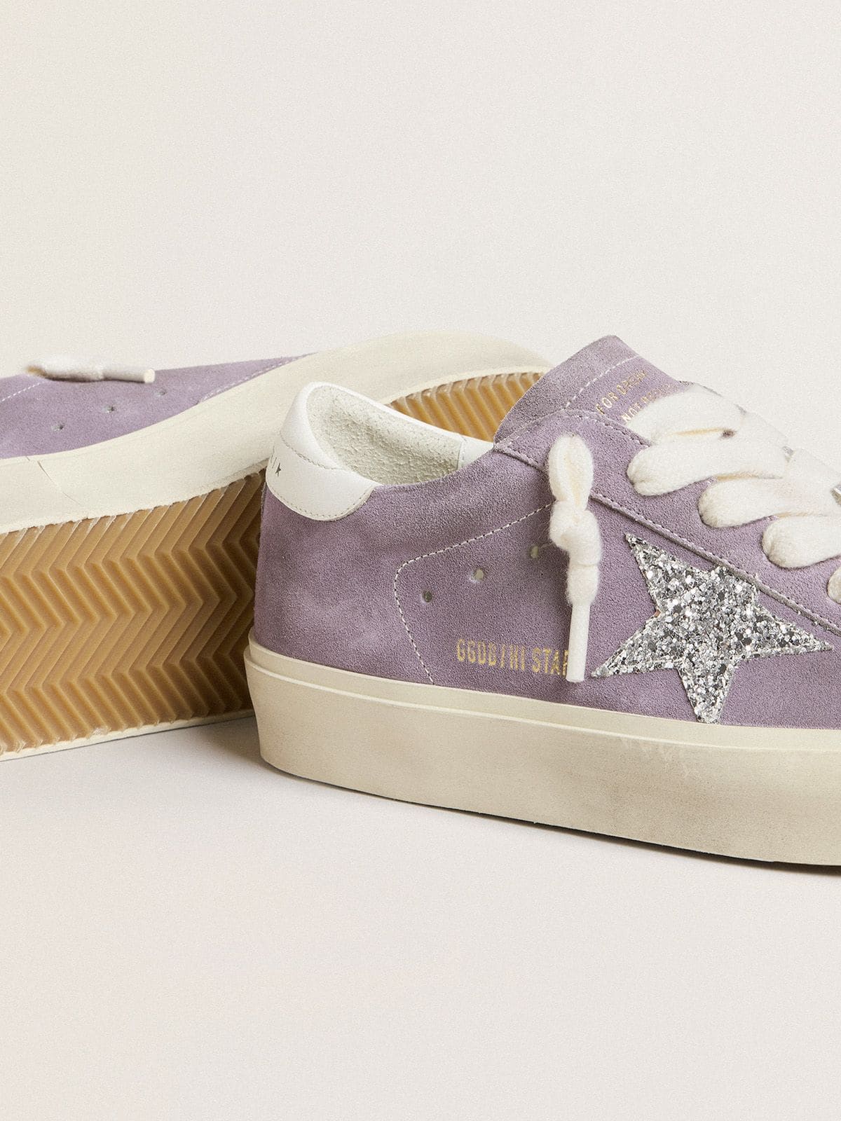 Golden Goose Women’s Hi Star In Purple Suede With Silver Glitter Star - Sneaker Türkiye