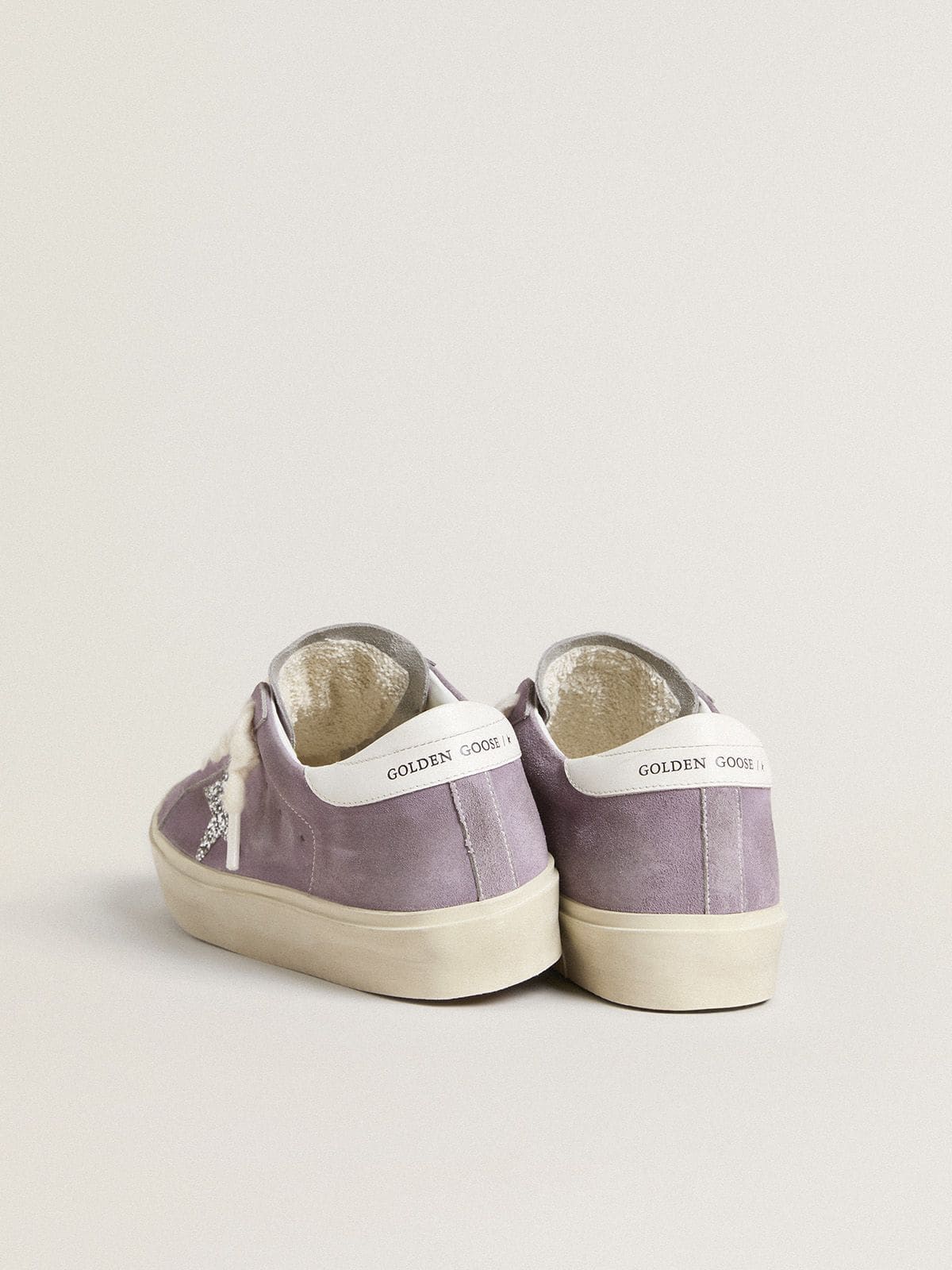 Golden Goose Women’s Hi Star In Purple Suede With Silver Glitter Star - Sneaker Türkiye
