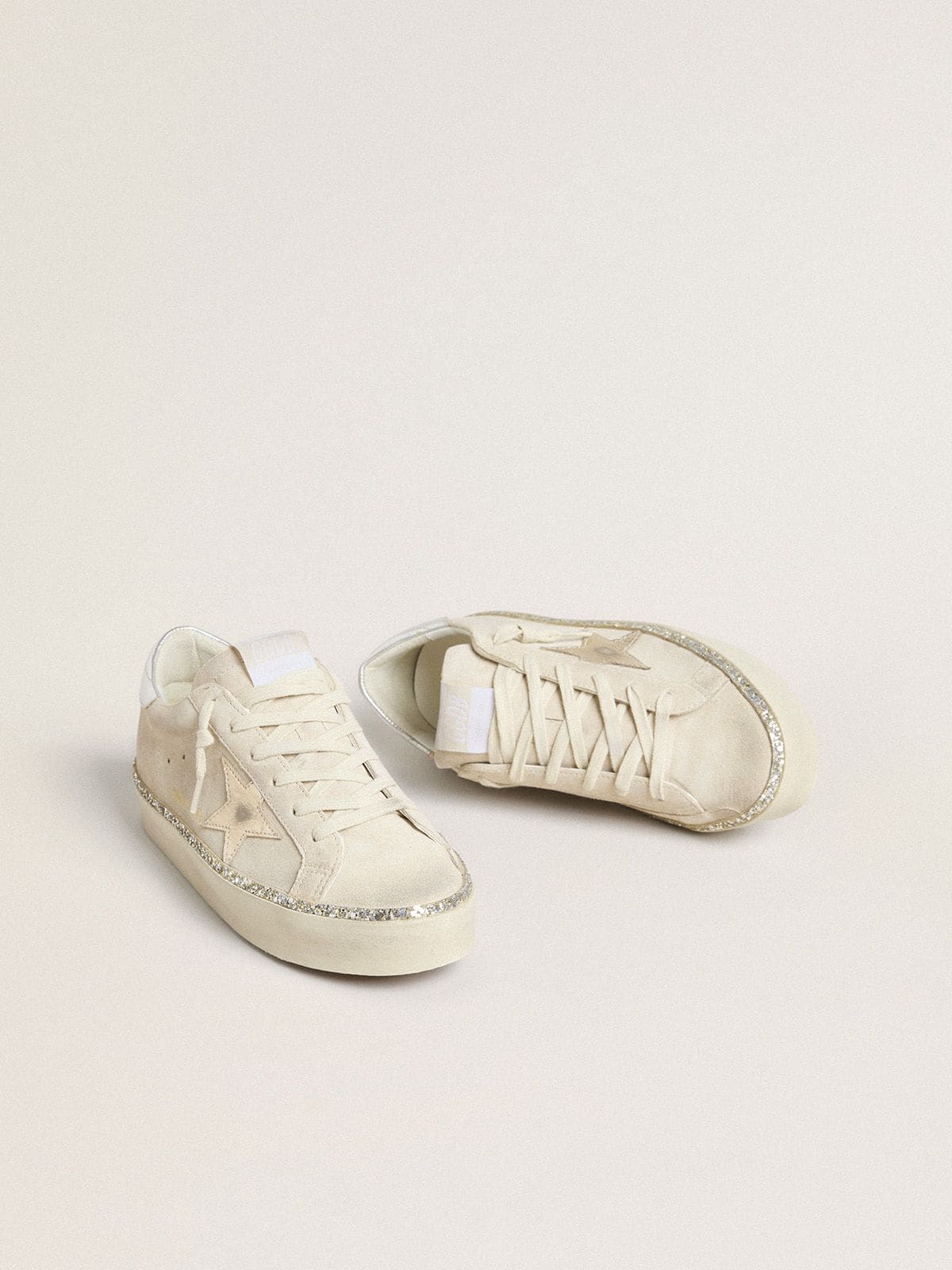 Golden Goose Hi Star In Suede With Silver Metallic Leather Star And Heel Tab - Sneaker Türkiye