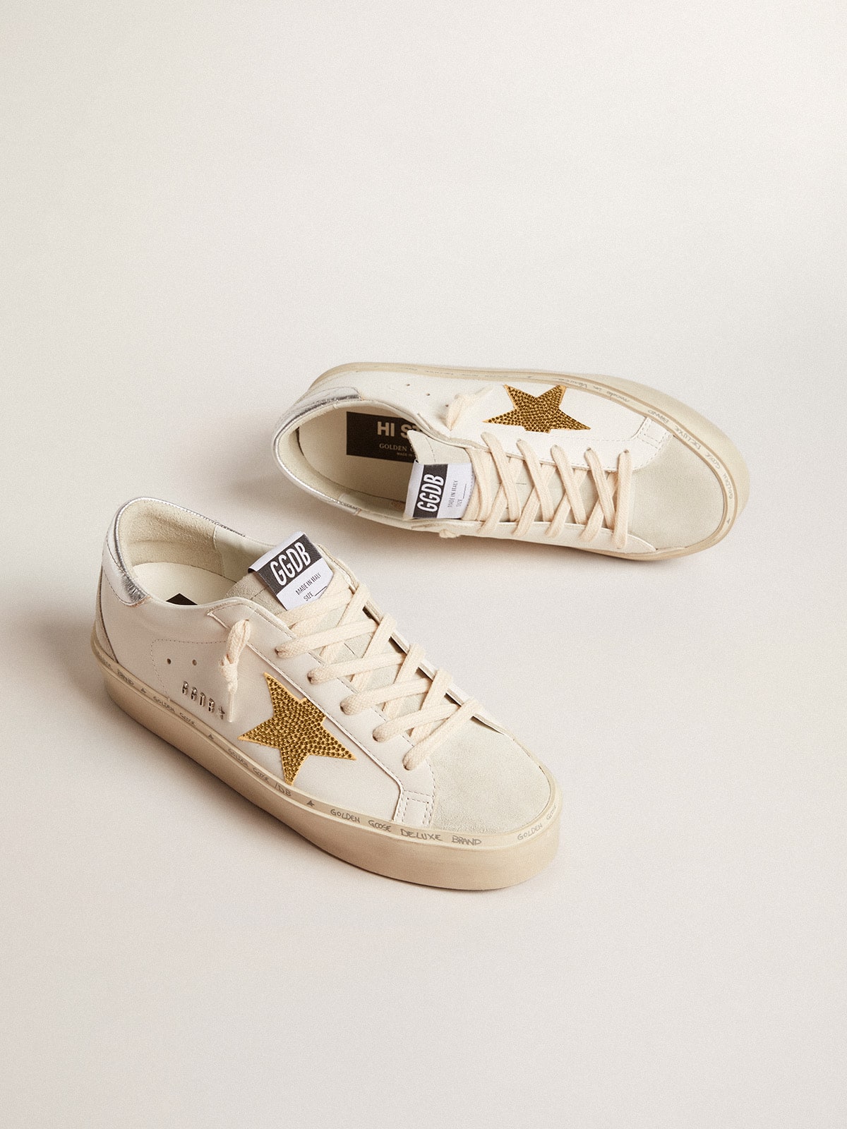 Golden Goose Hi Star With Swarovski Crystal Star And Silver Leather Heel Tab - Sneaker Türkiye