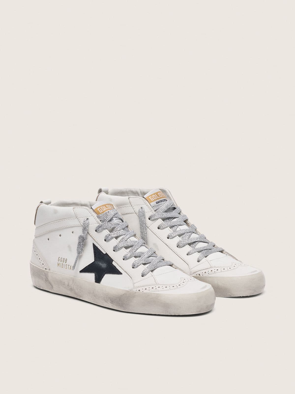 Golden Goose Women’s Mid Star With Laminated Heel Tab And Glitter Laces - Sneaker Türkiye