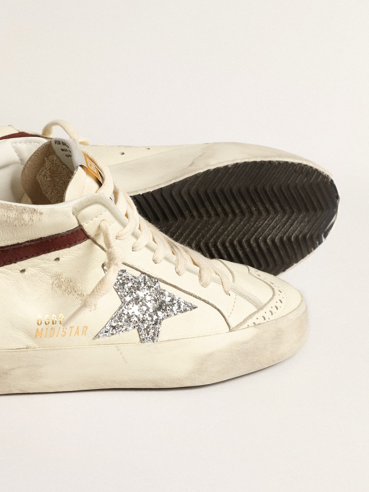 Golden Goose Mid Star LTD In White Nappa Leather With Silver Glitter Star - Sneaker Türkiye