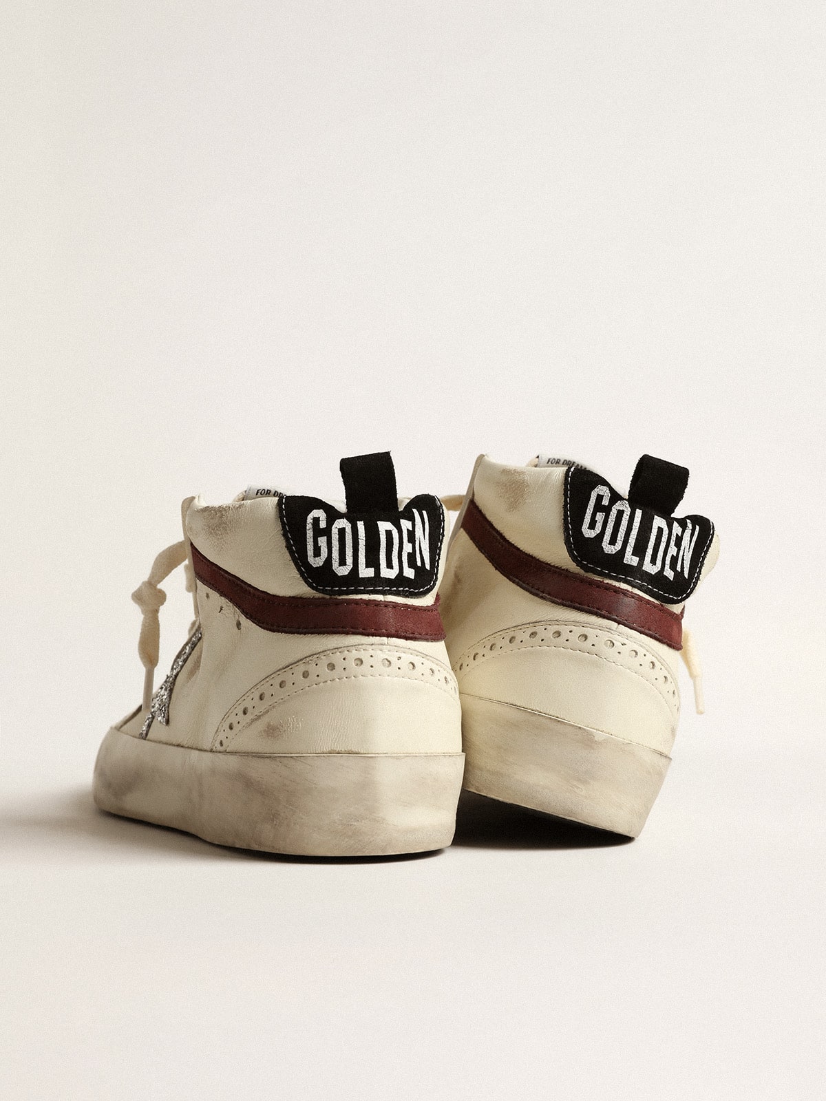 Golden Goose Mid Star LTD In White Nappa Leather With Silver Glitter Star - Sneaker Türkiye