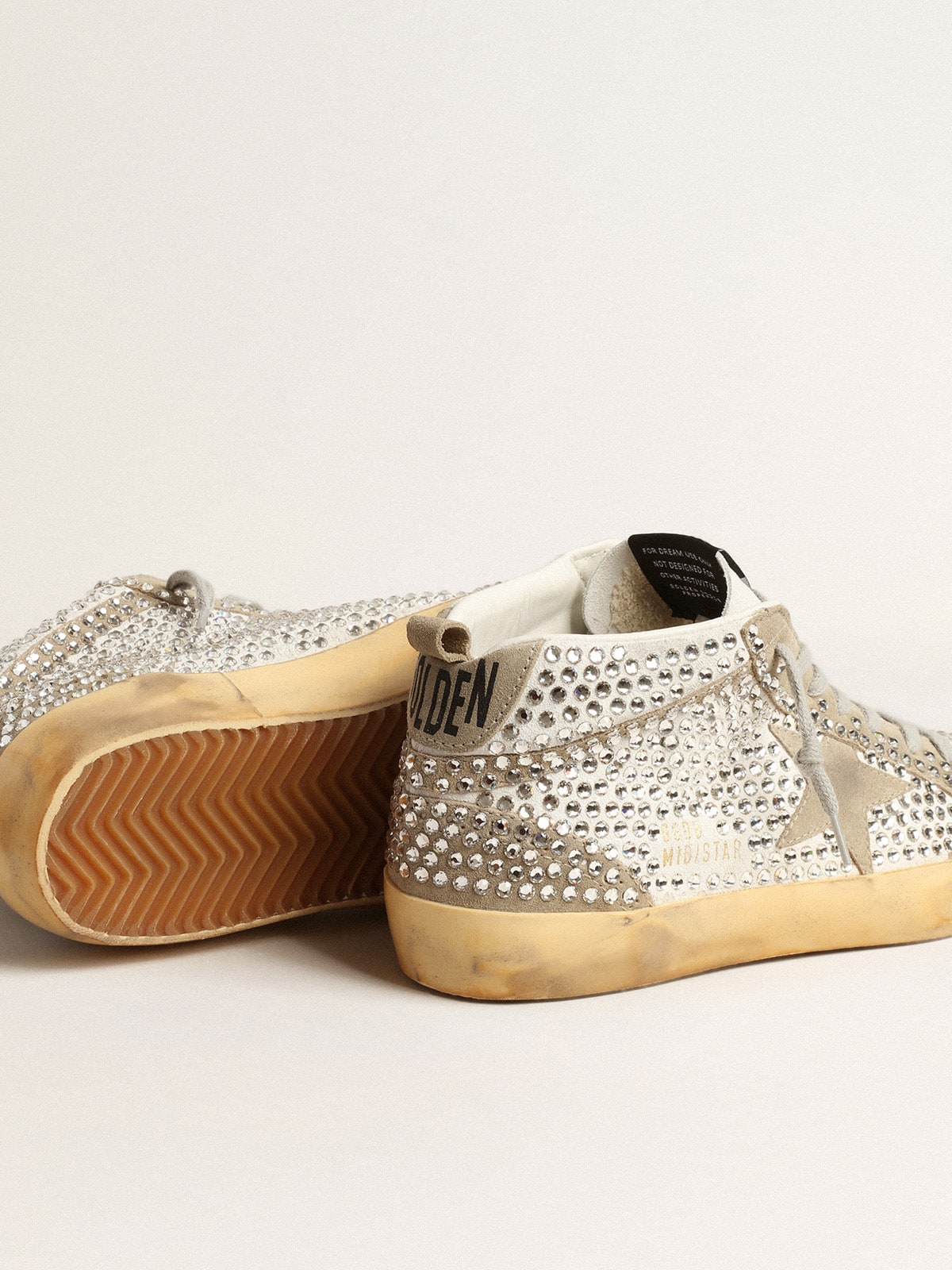 Golden Goose Women’s Mid Star In White And Dove-Gray Suede With Swarovski Crystals - Sneaker Türkiye