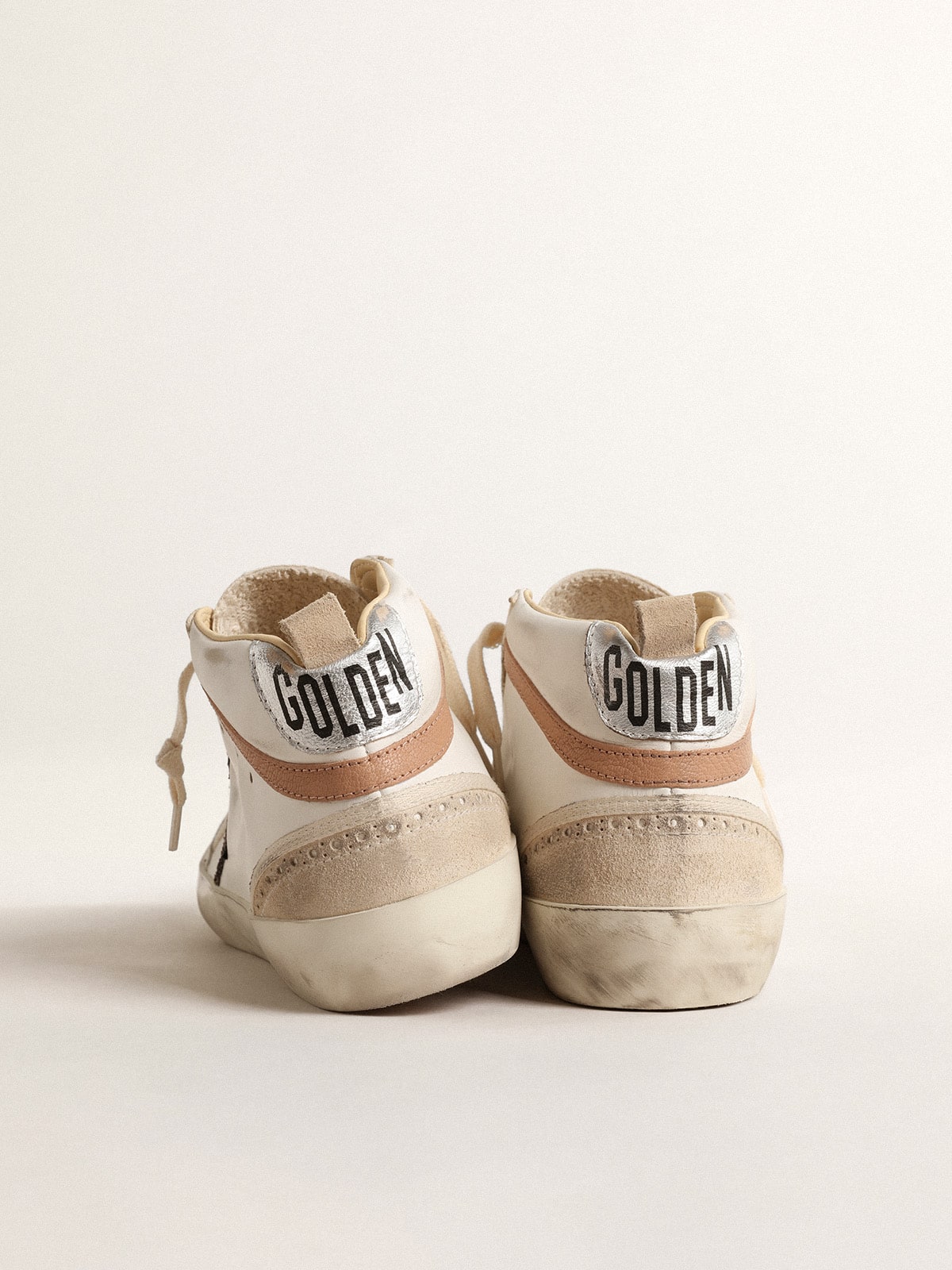 Golden Goose Mid Star In Nappa With Glitter Star And Nude Leather Flash - Sneaker Türkiye