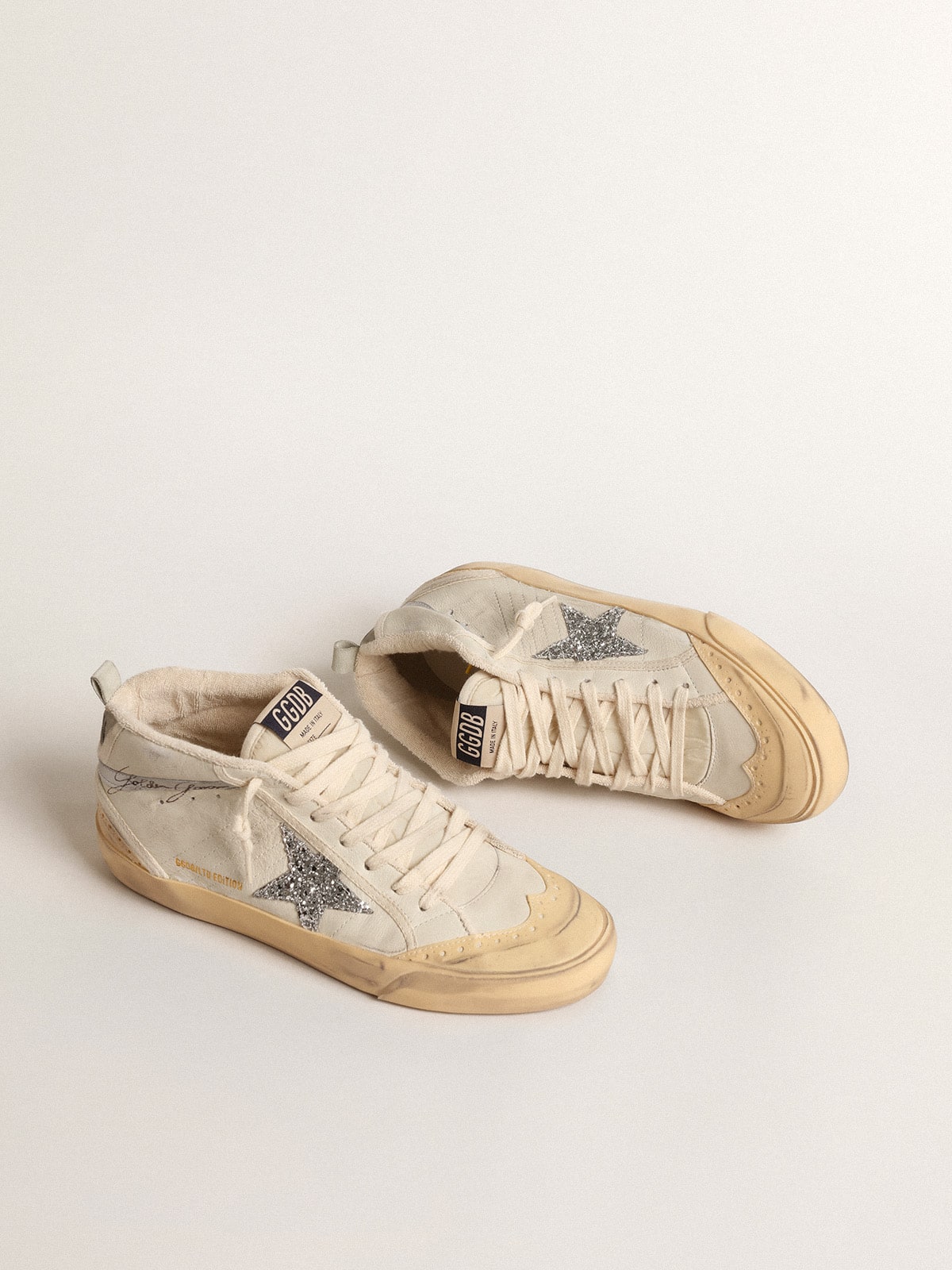Golden Goose Mid Star With Glitter Star And Metallic Leather Flash - Sneaker Türkiye