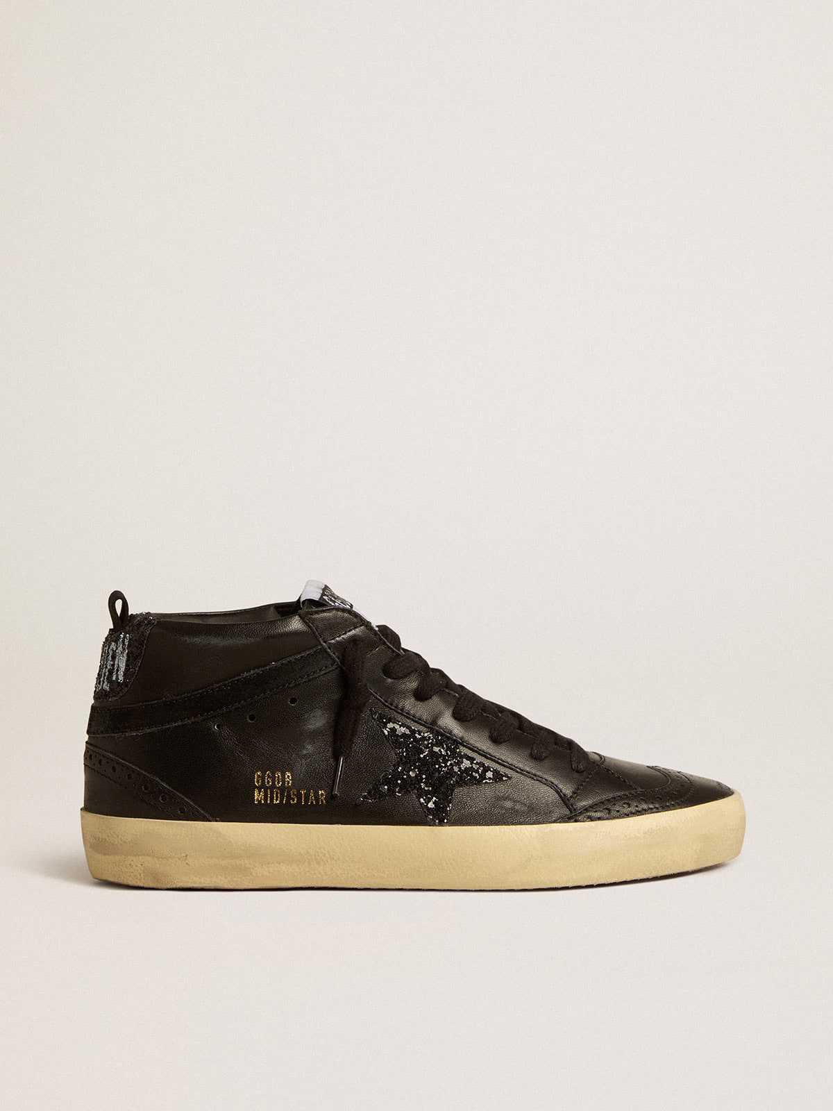 Golden Goose Women’s Mid Star In Black Nappa With Black Glitter Star And Suede Flash - Sneaker Türkiye