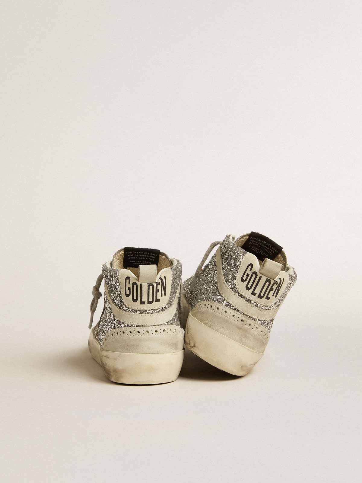 Golden Goose Mid Star In Silver Glitter With Ice-Gray Suede Star And Flash - Sneaker Türkiye