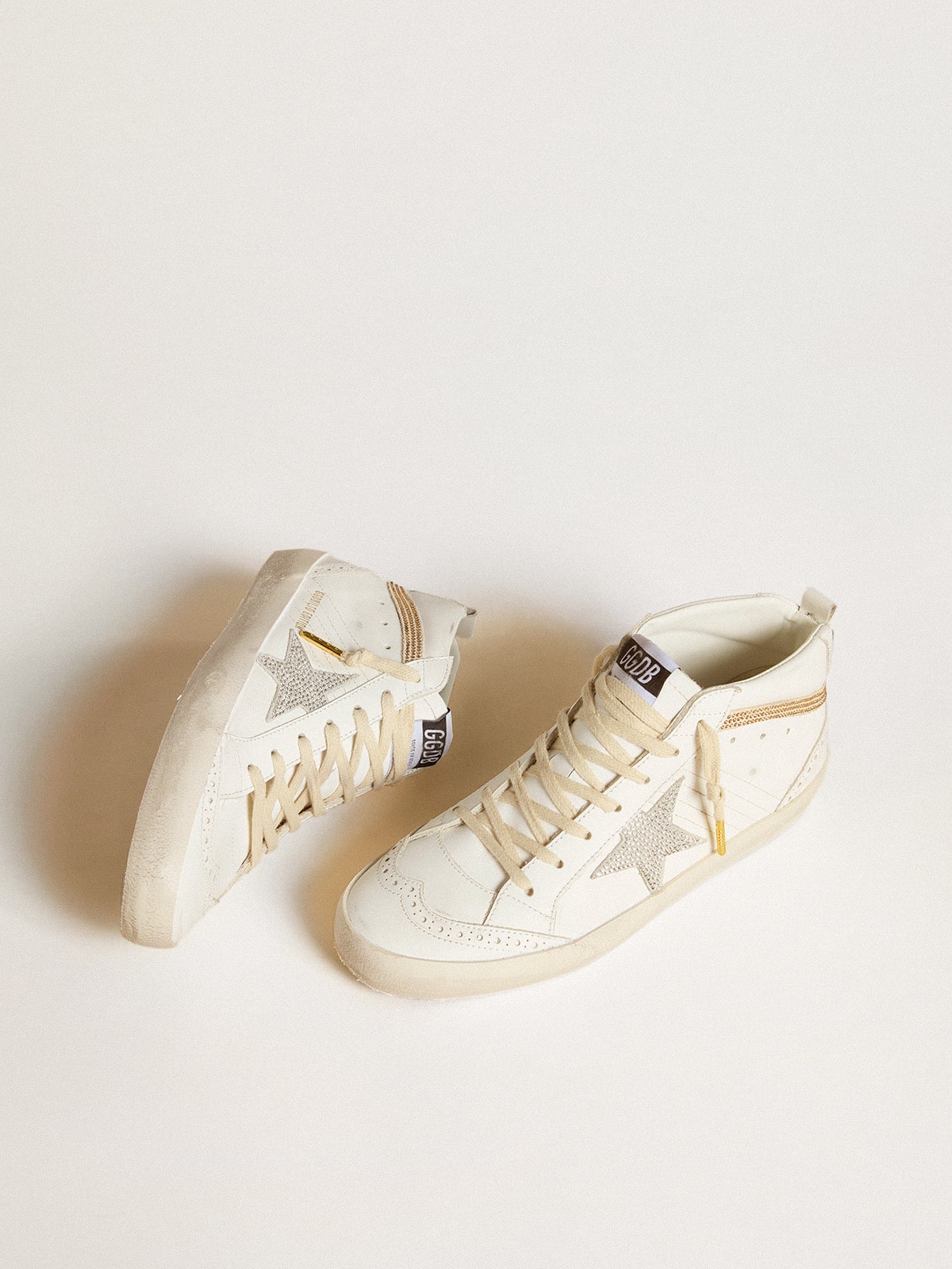 Golden Goose Mid Star With Star And Heel Tab In Suede With Swarovski Crystals - Sneaker Türkiye