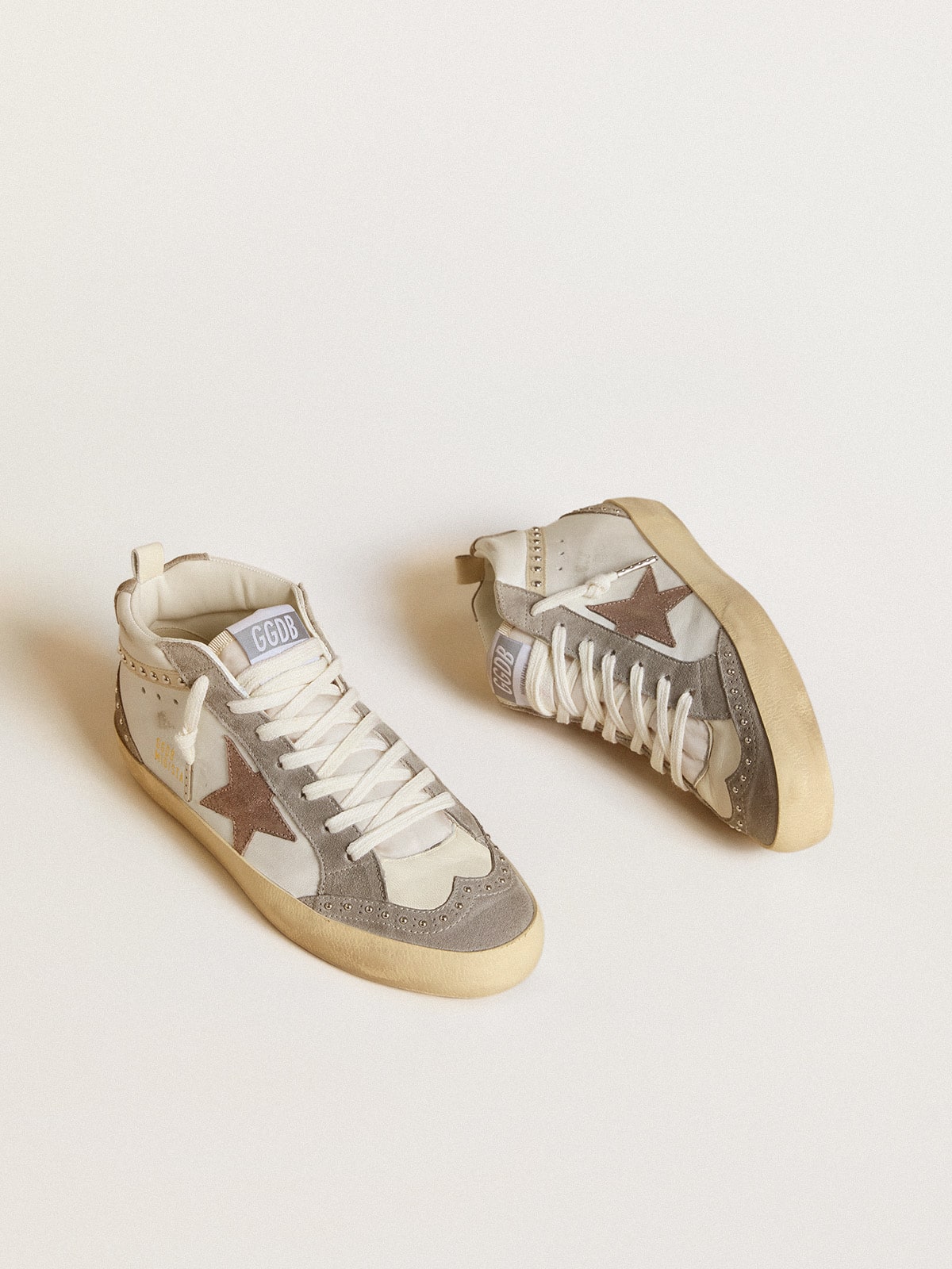 Golden Goose Women’s Mid Star In Nappa And Suede With Light Brown Metallic Leather Star - Sneaker Türkiye