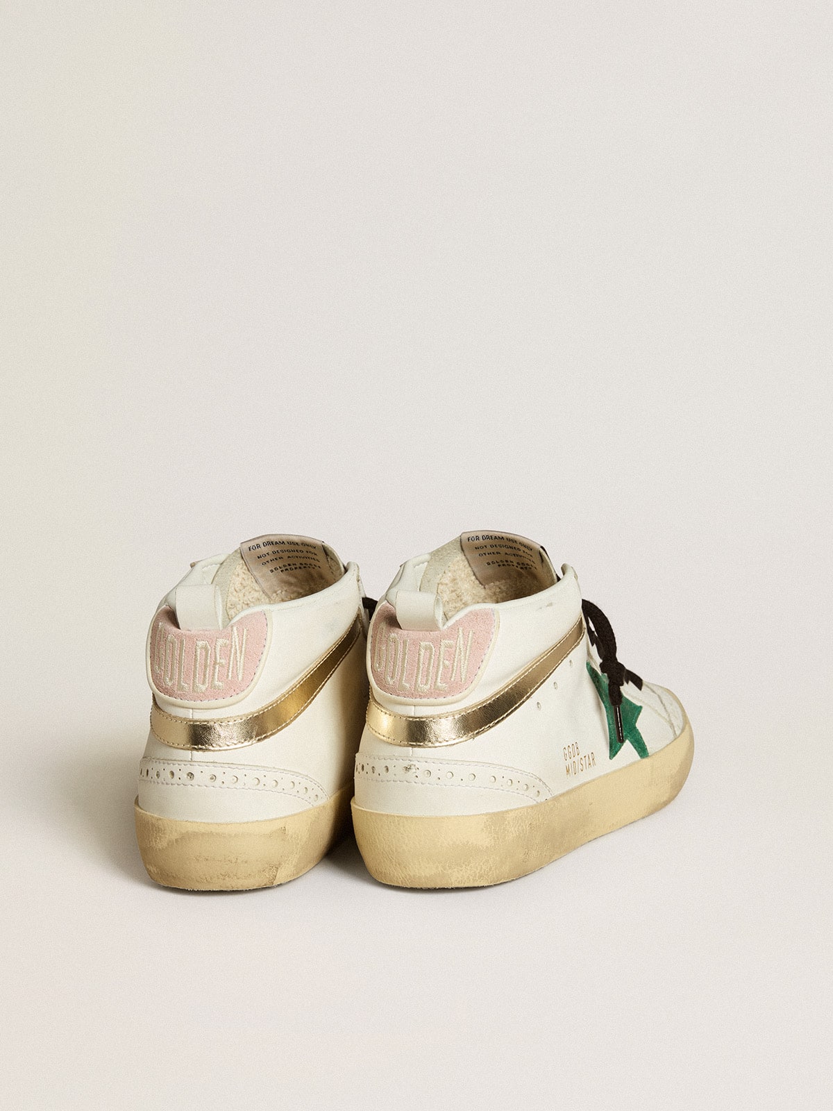 Golden Goose Women’s Bio-Based Mid Star With Green Suede Star And Pink Suede Heel Tab - Sneaker Türkiye