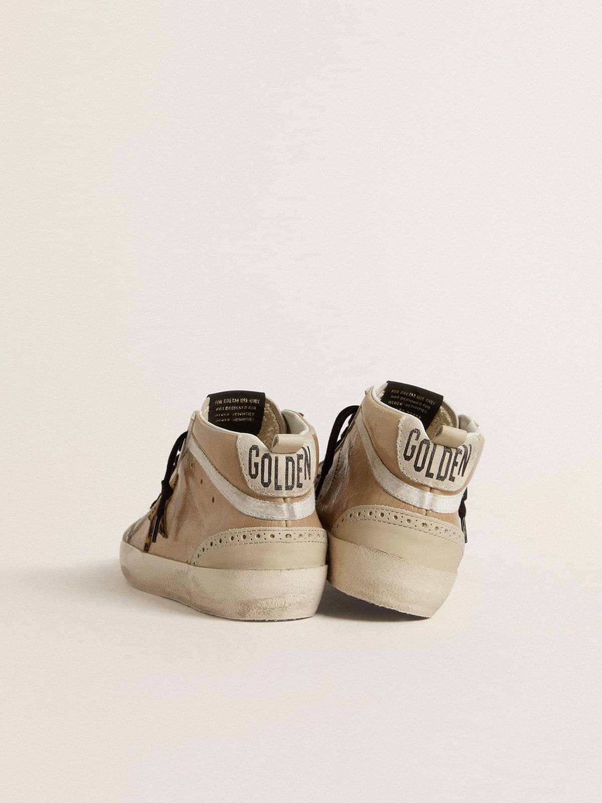 Golden Goose Women’s Mid Star In Beige Naplak Leather With Leopard-Print Pony Skin Star - Sneaker Türkiye