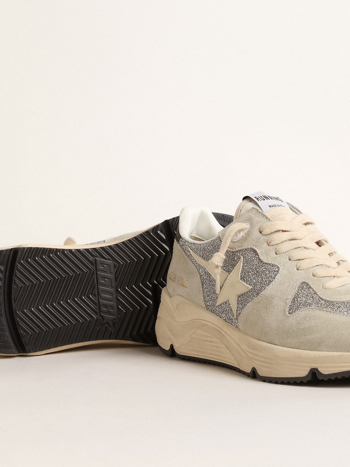 Golden Goose Women’s Running Sole Embellished With Swarovski Crystals And Ivory Star - Sneaker Türkiye