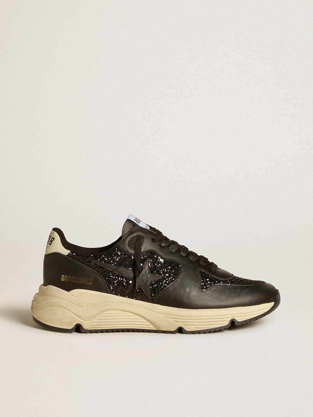 Golden Goose Women’s Running Sole In Black Glitter With Leather Star And Nubuck Heel Tab - Sneaker Türkiye